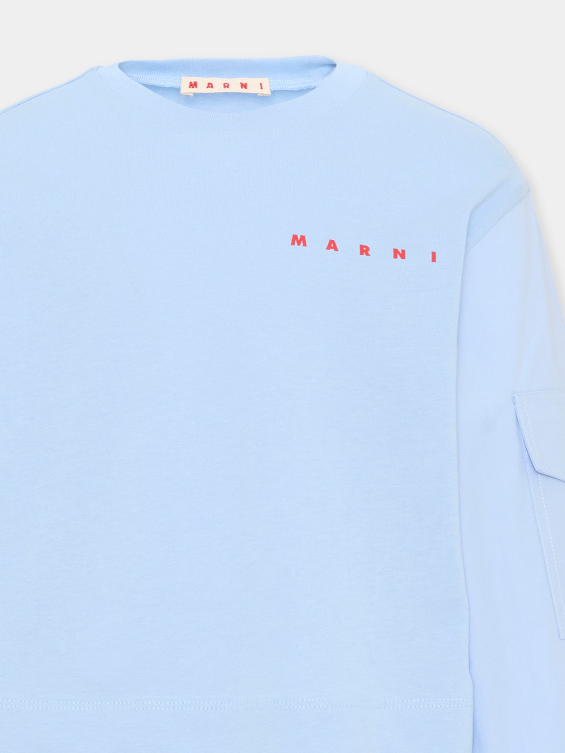 T-Shirt azzurra per bambino con logo,Marni Kids,M01905 M00YM 0M863
