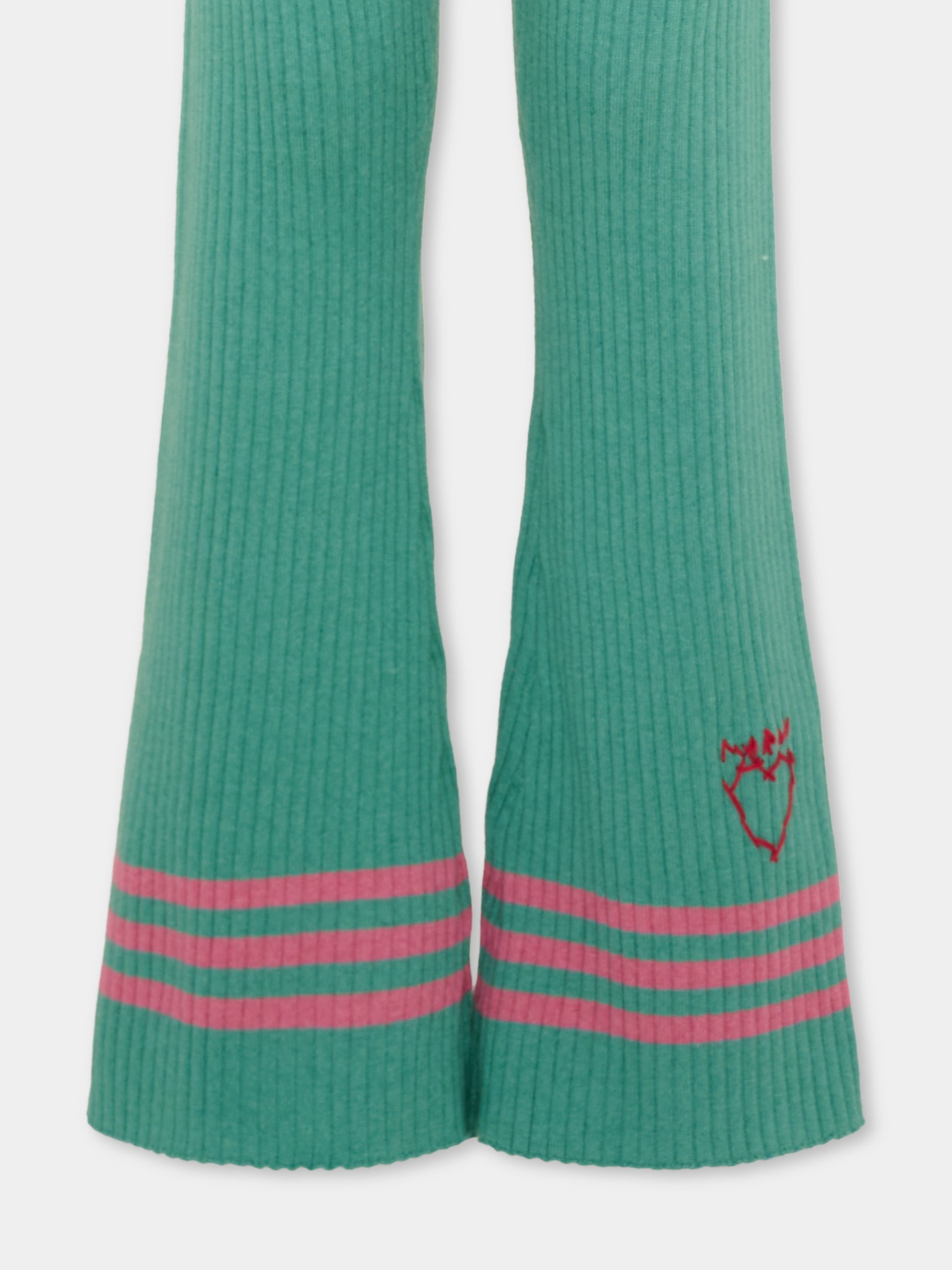Pantaloni verdi per bambina con righe,Marni Kids,M01912 M00XF 0M545