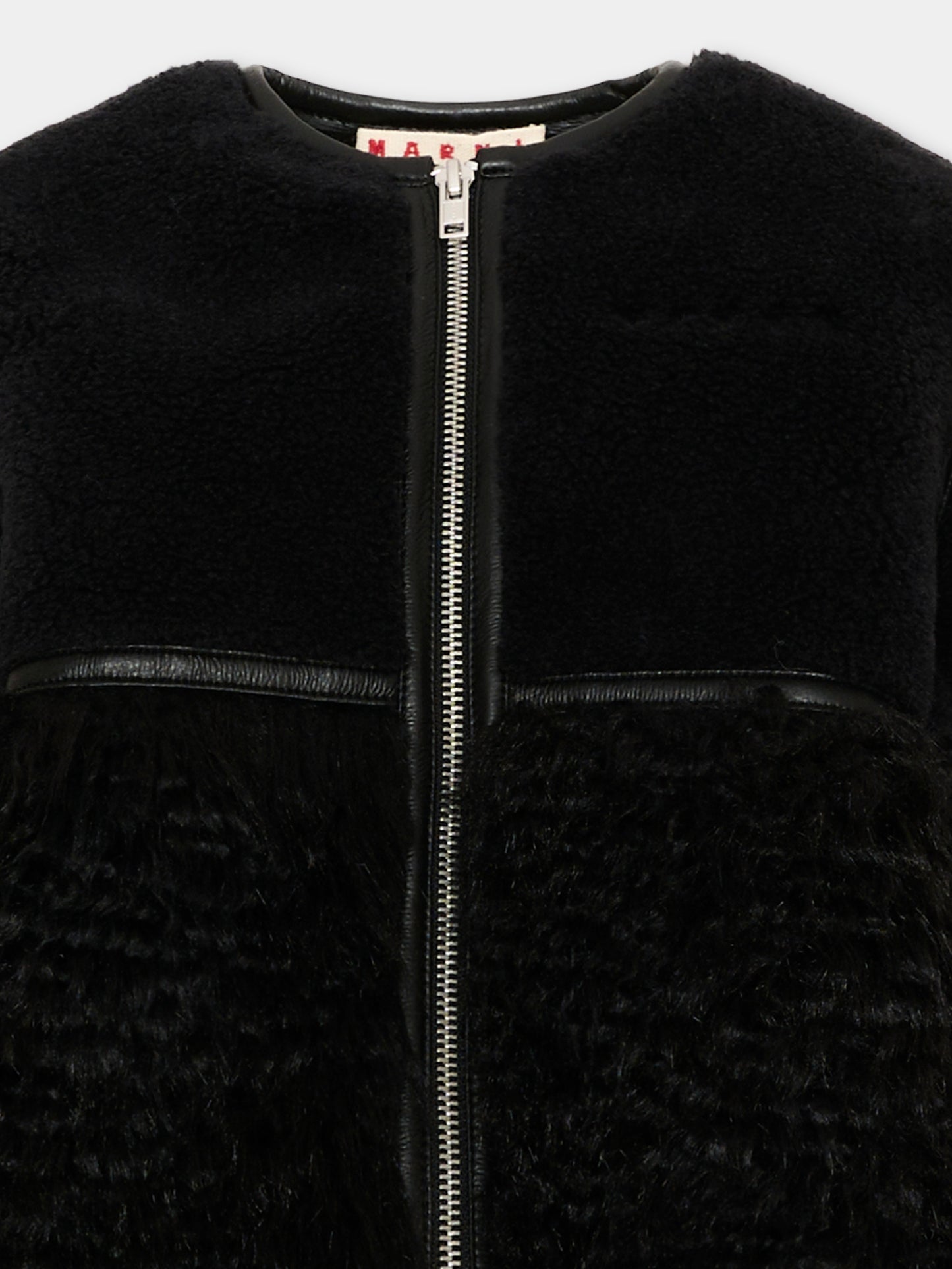 Ecopelliccia nera per bambina con zip,Marni Kids,M01930 M00U9 0M900