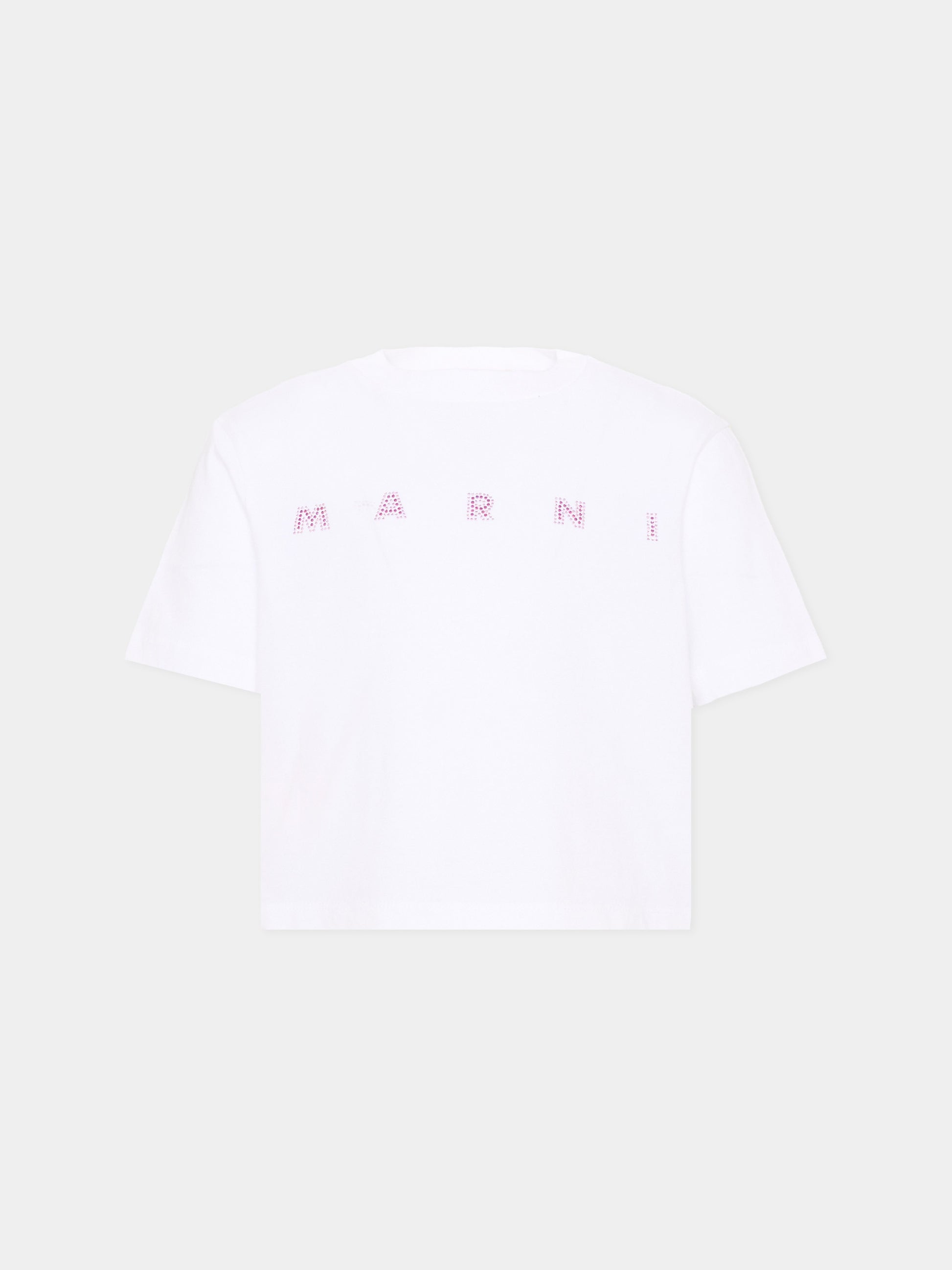 T-Shirt bianca per bambina con logo,Marni Kids,M01968 M00SG 0M100