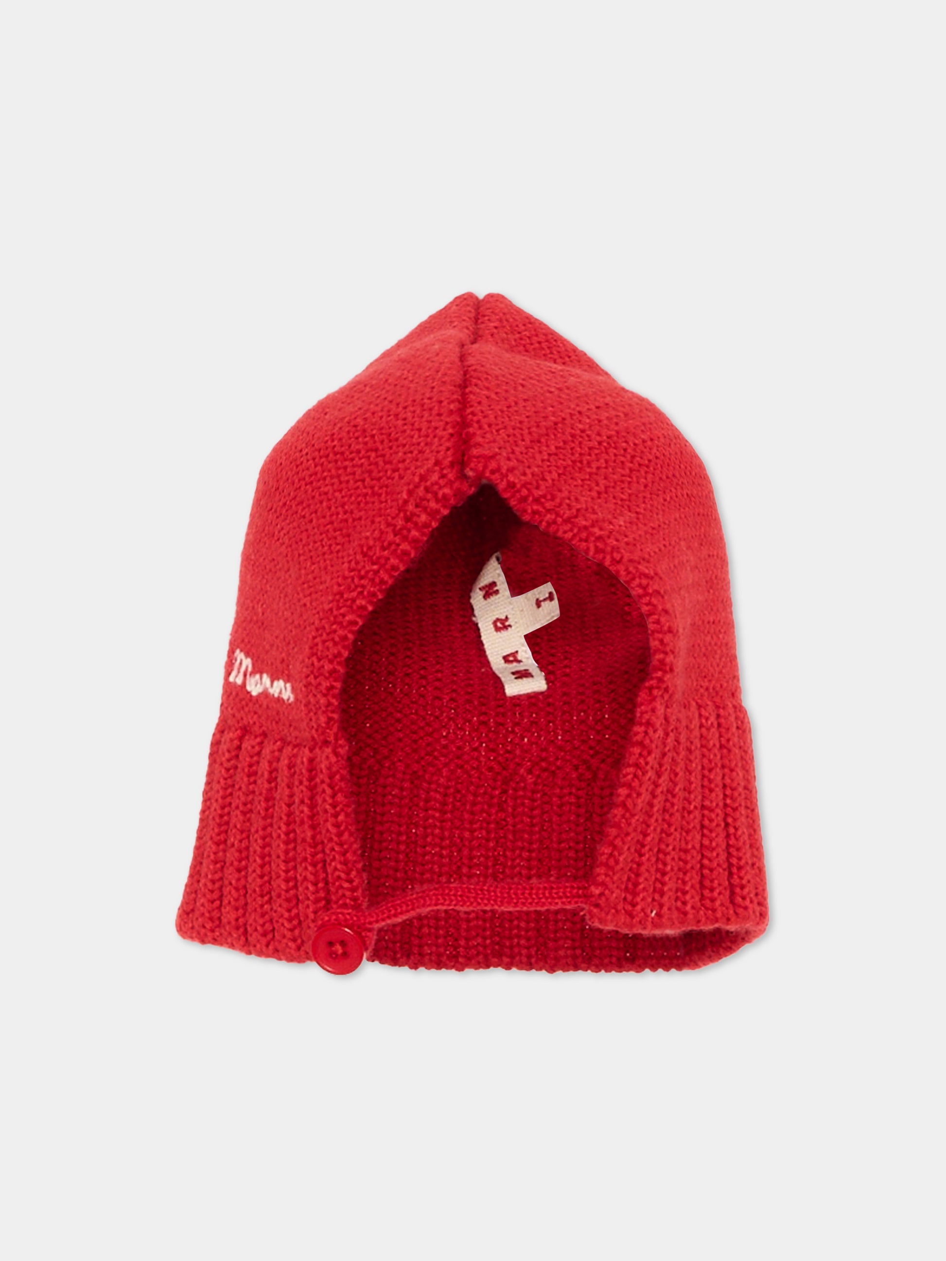 Berretto in maglia rosso con logo per bambina,Marni Kids,M01990 M00Y9 0M439