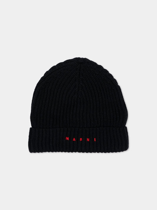 Berretto nero per bambini con logo,Marni Kids,M02035 M00YZ 0M900