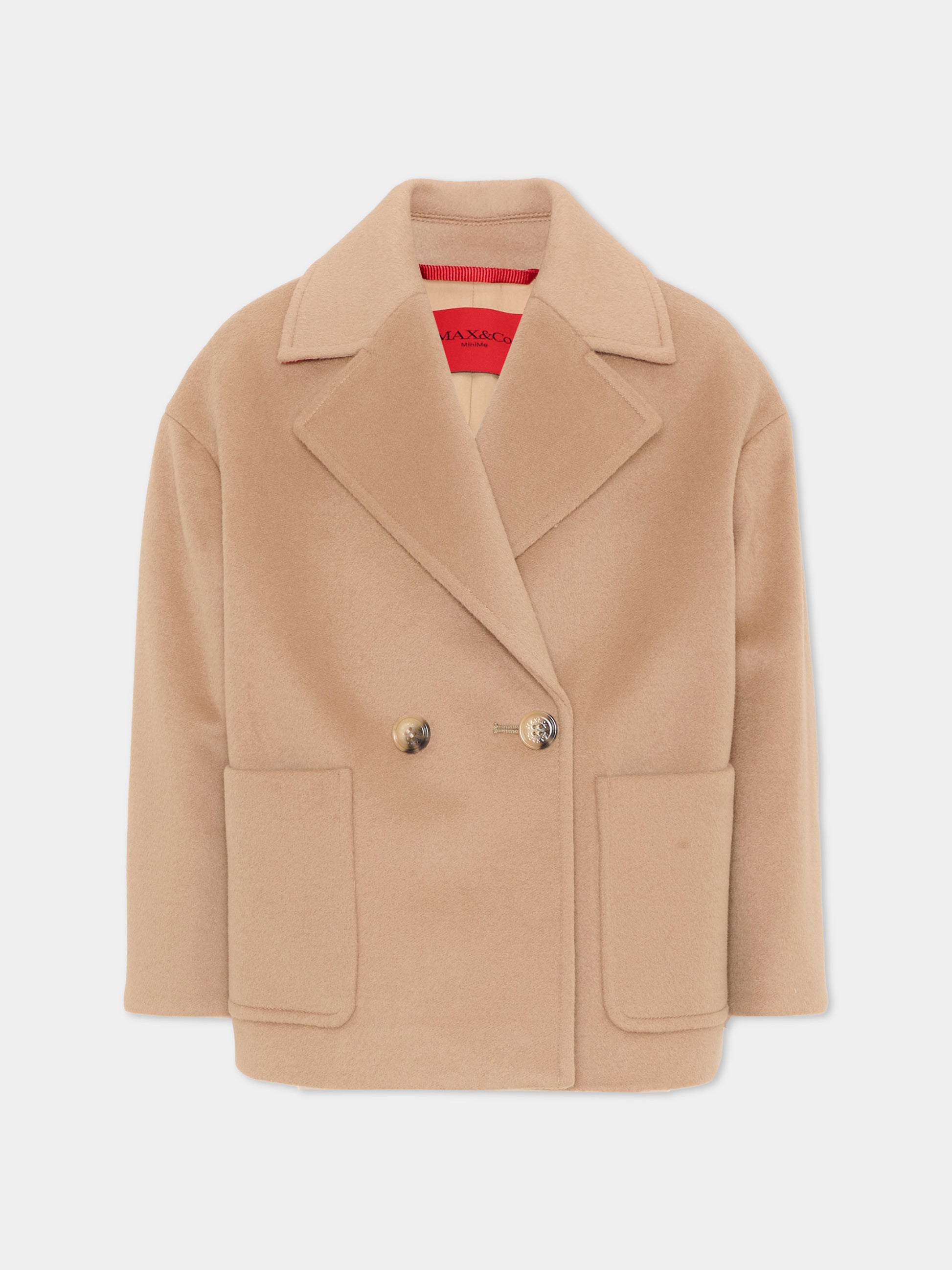 Cappotto beige per bambina doppiopetto,Max&co,MX0229 MX052 MX702