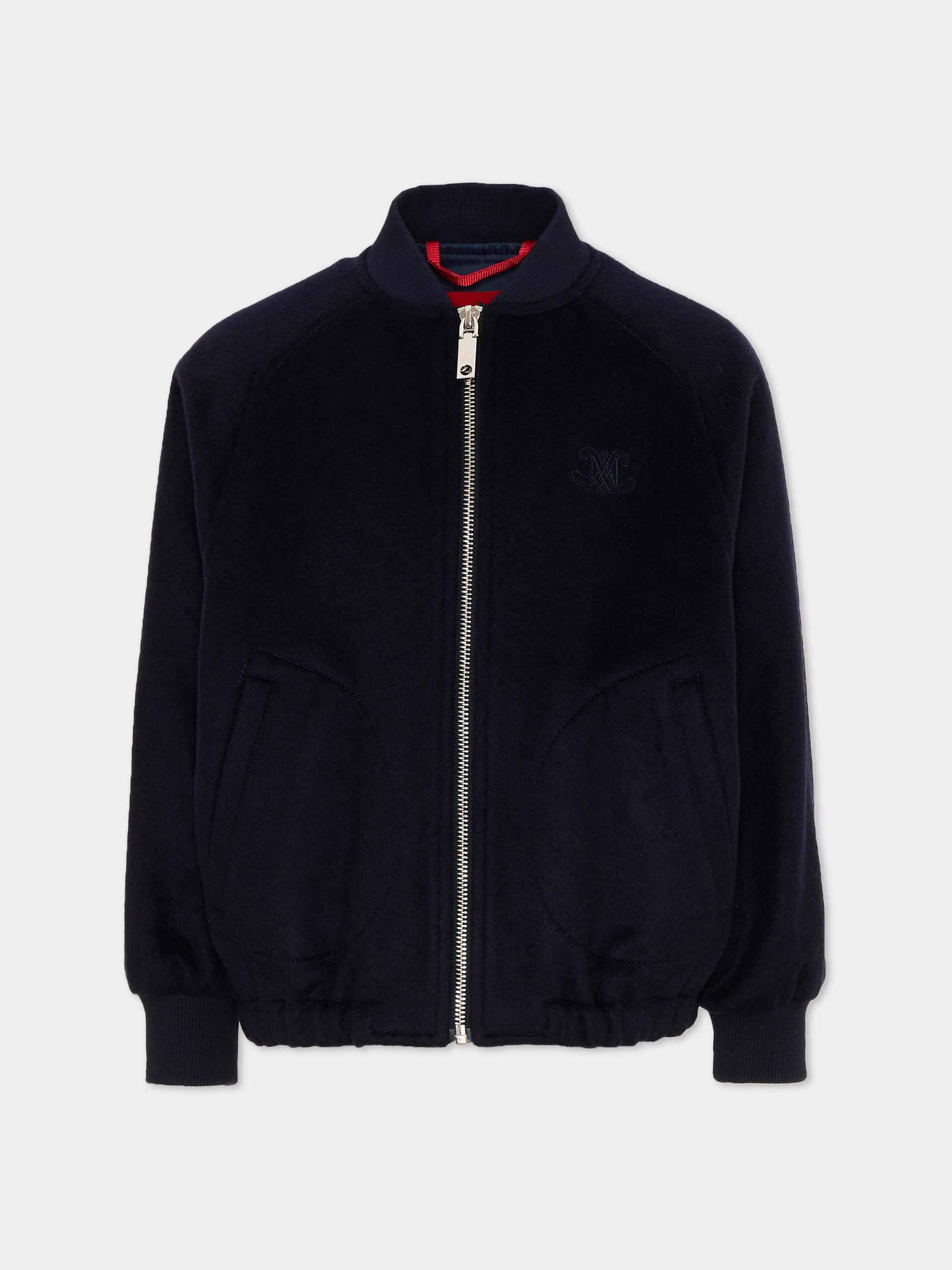 Bomber blu per bambina con zip,Max&co,MX0368 MX079 MX854