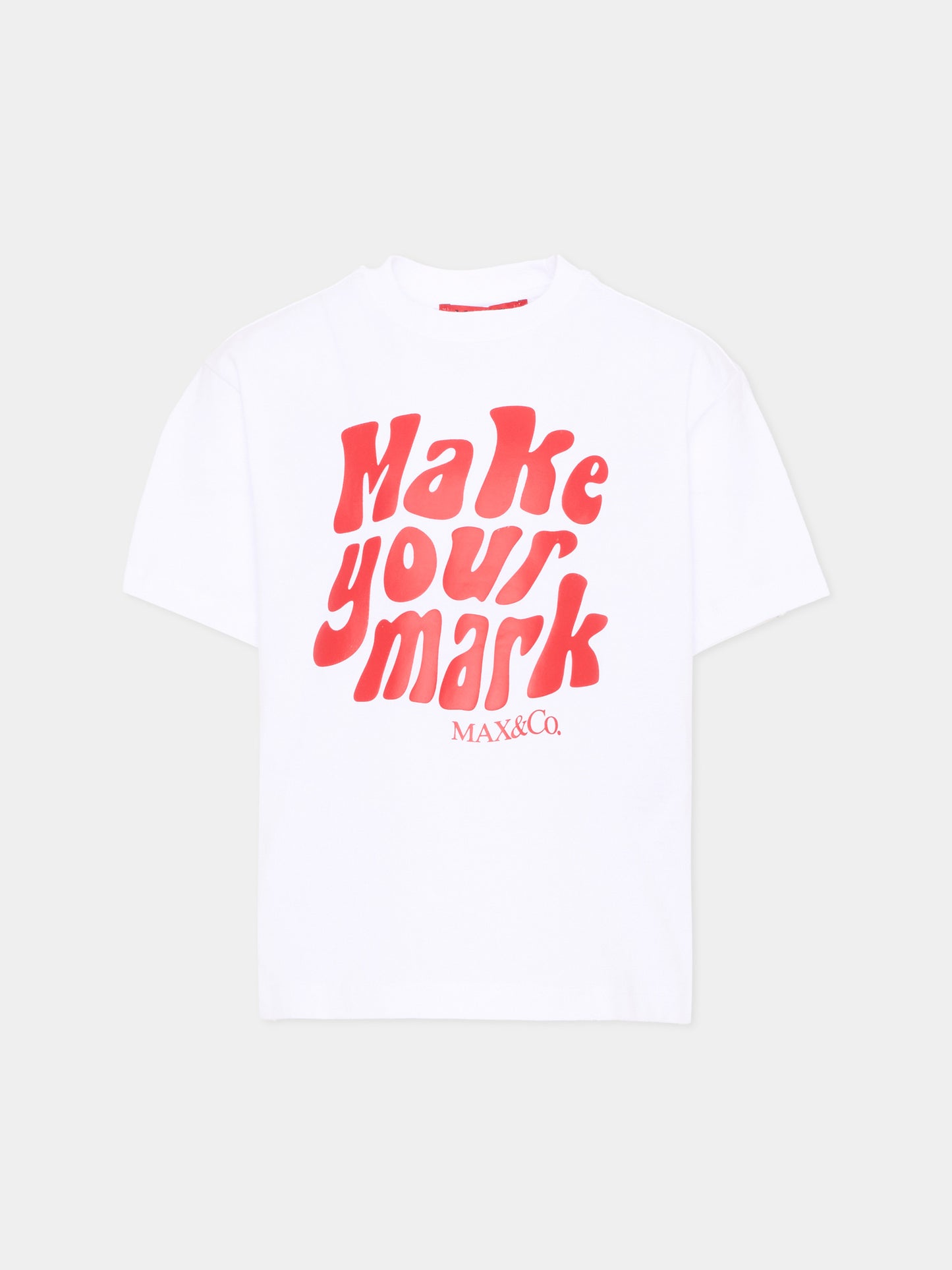T-Shirt bianca per bambina con logo,Max&co,MX0388 MX02I MX100