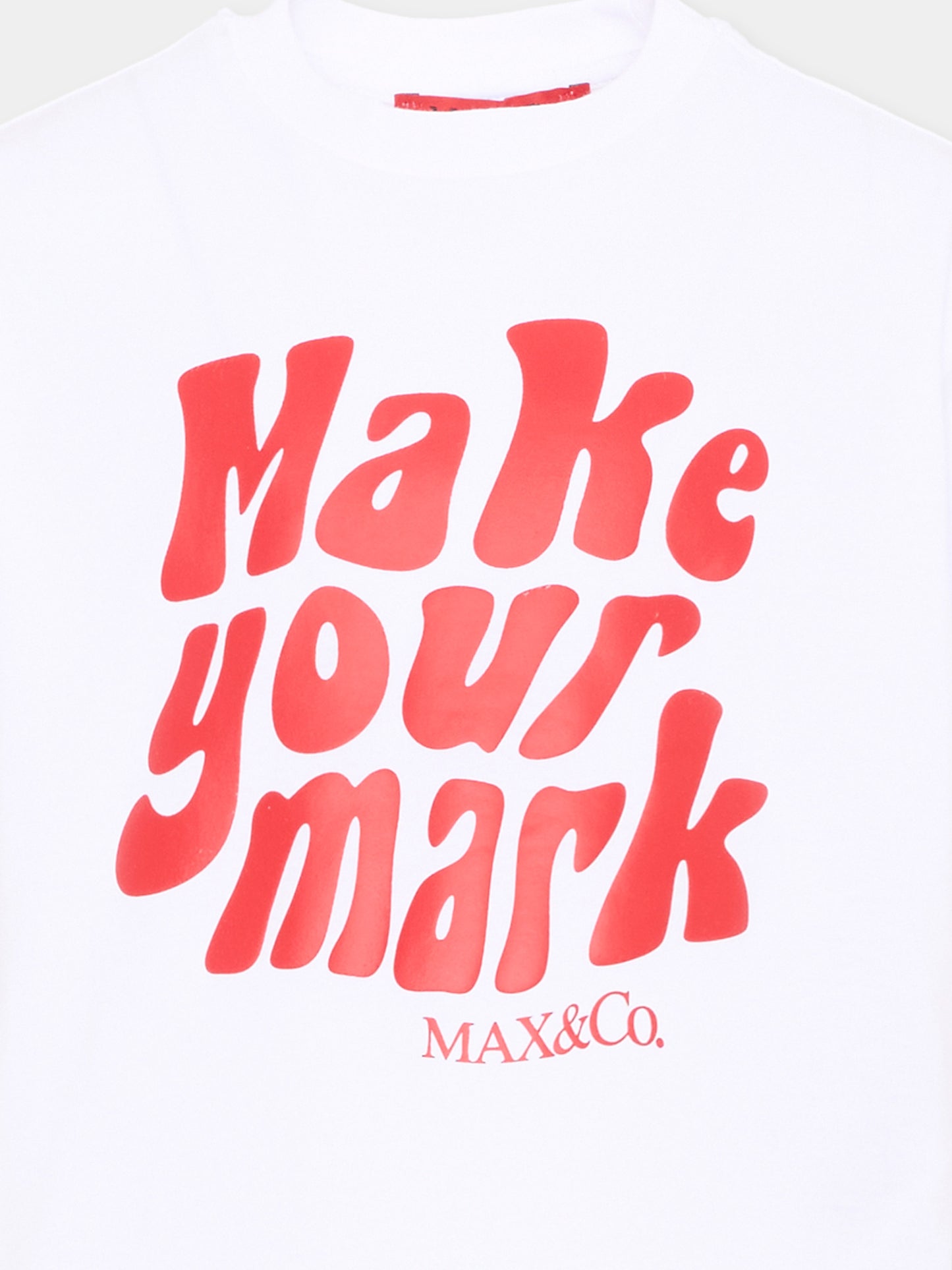 T-Shirt bianca per bambina con logo,Max&co,MX0388 MX02I MX100