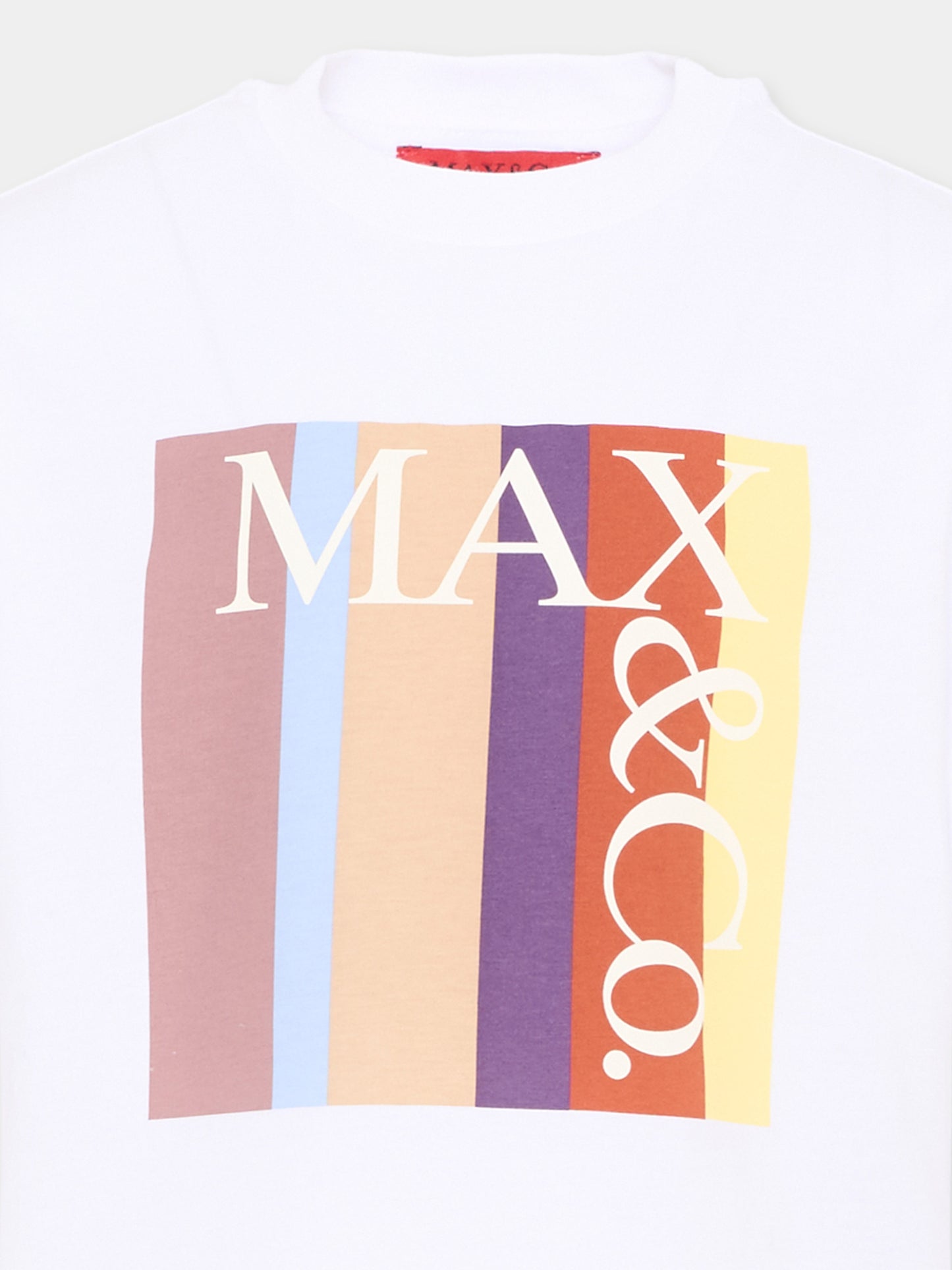 T-Shirt bianca per bambina con logo,Max&co,MX0390 MX02I MX100
