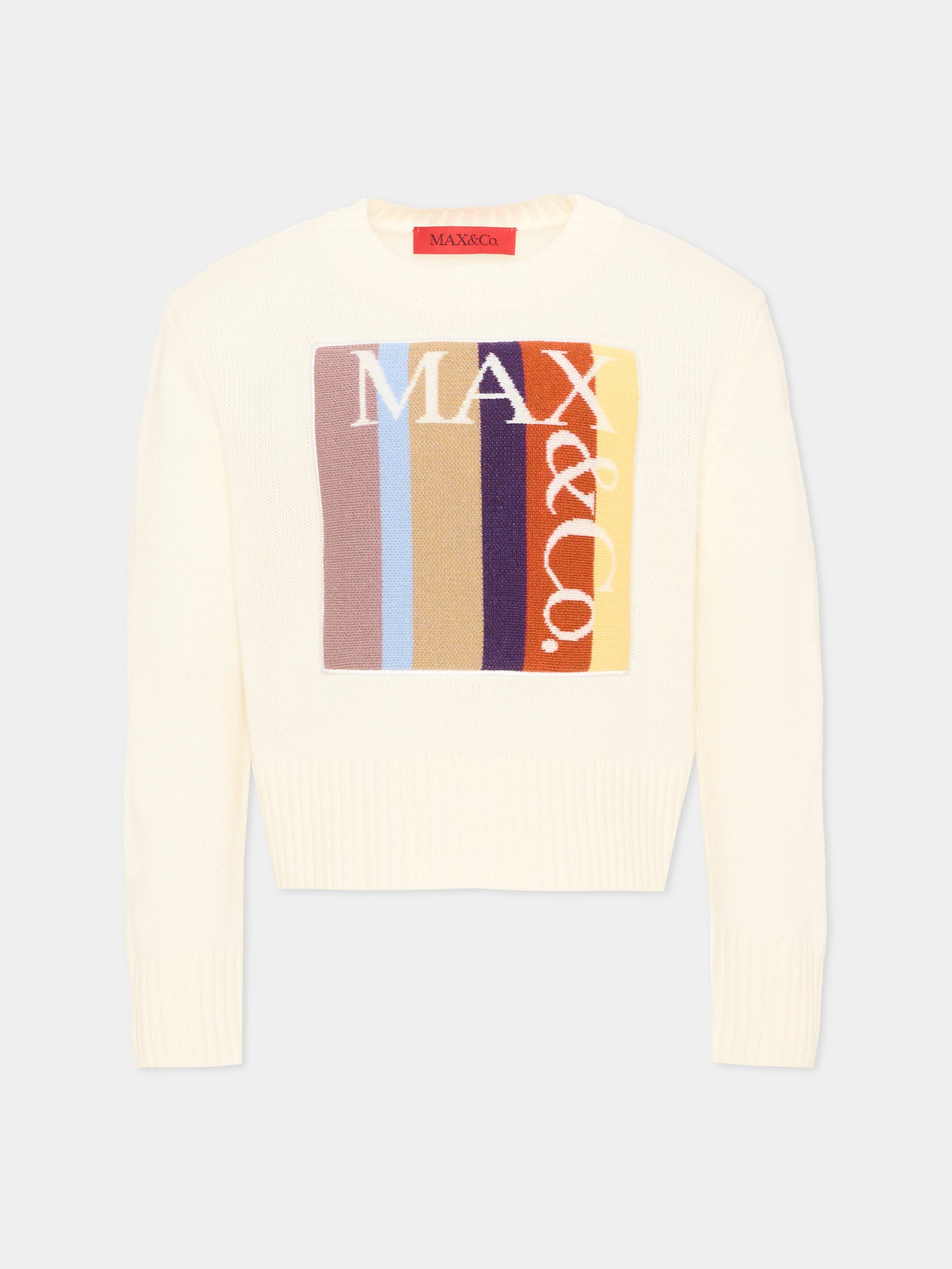 Maglione avorio per bambina con logo,Max&co,MX0404 MX043 MX102