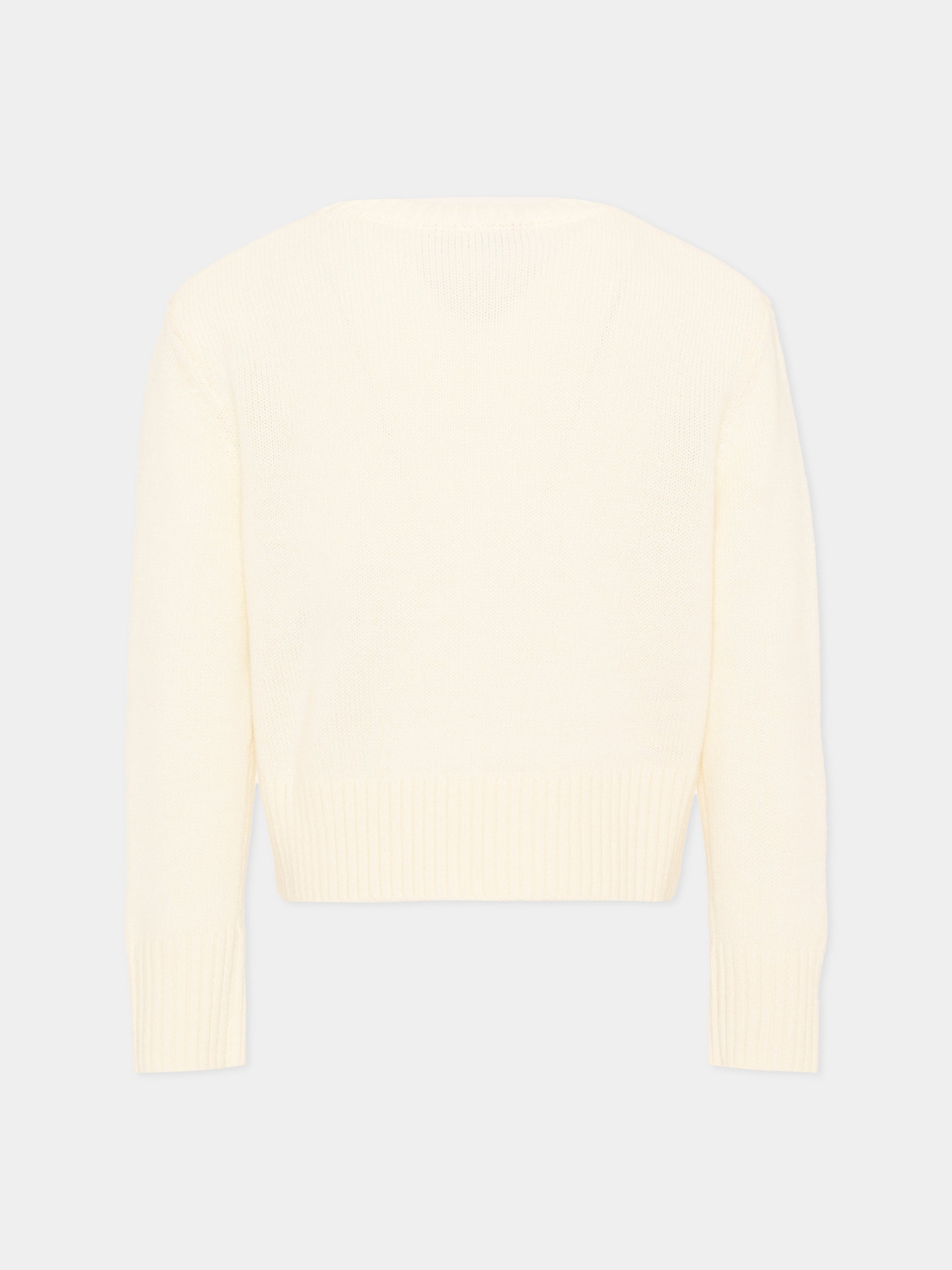 Maglione avorio per bambina con logo,Max&co,MX0404 MX043 MX102