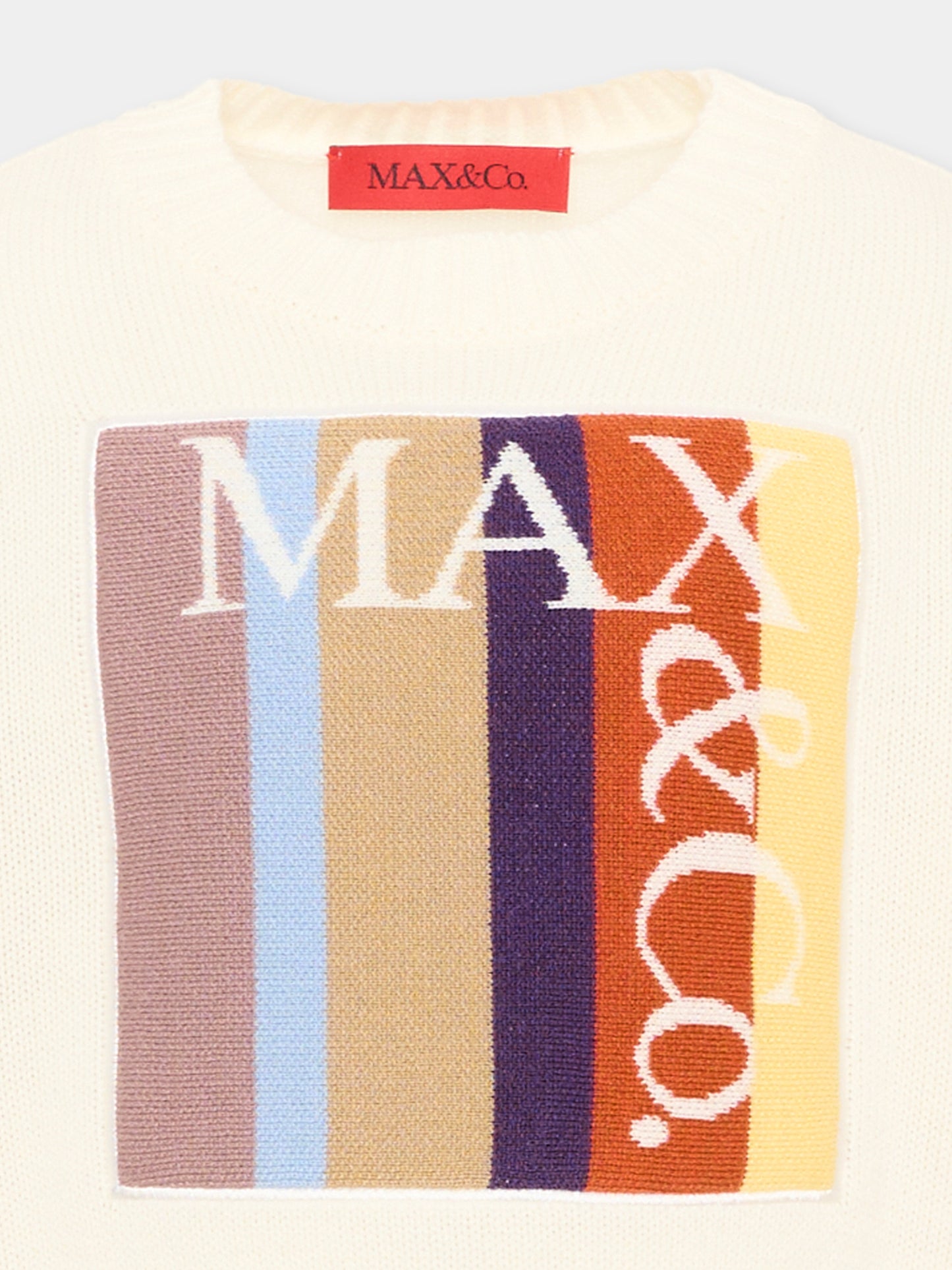 Maglione avorio per bambina con logo,Max&co,MX0404 MX043 MX102