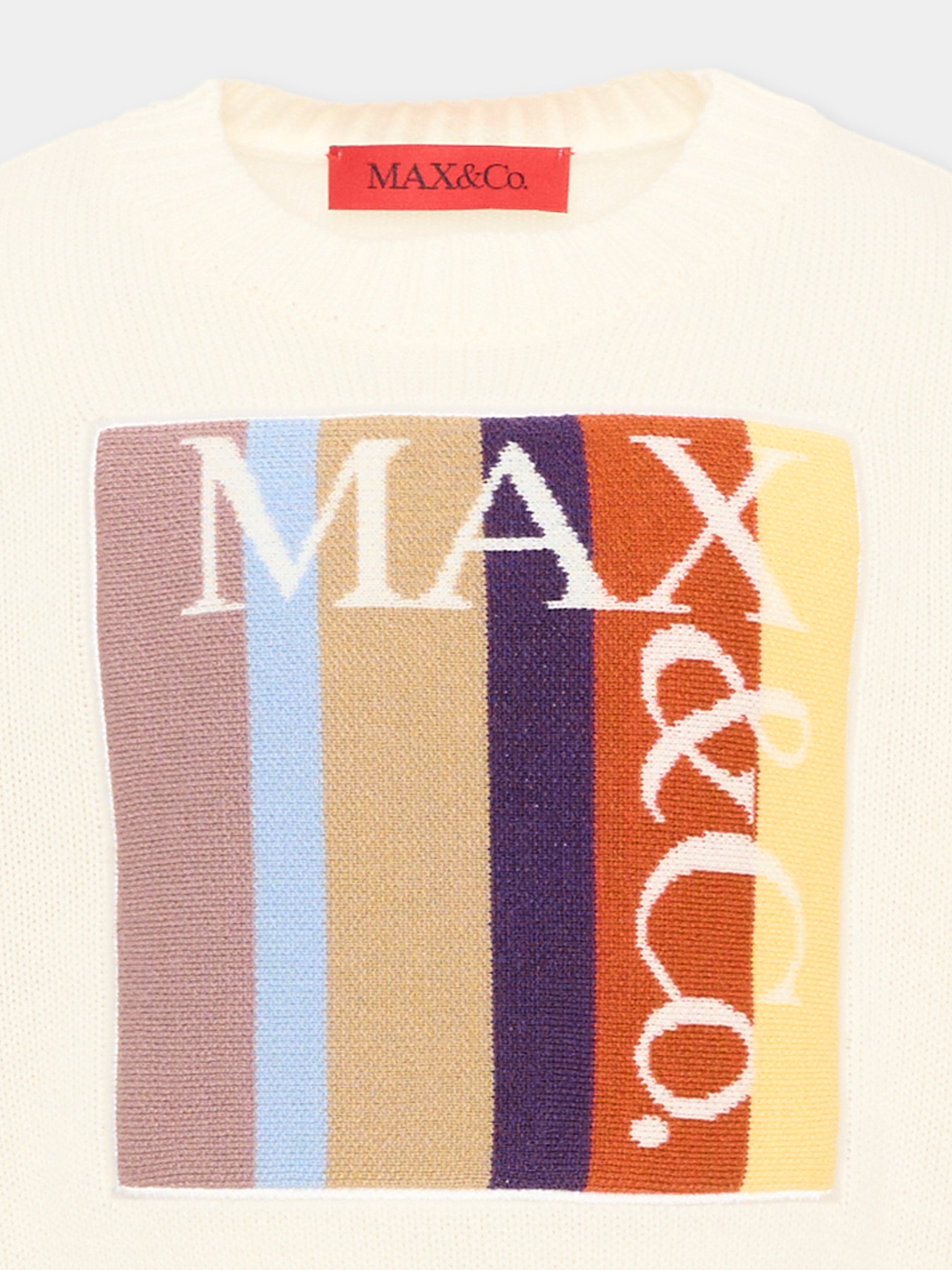 Maglione avorio per bambina con logo,Max&co,MX0404 MX043 MX102