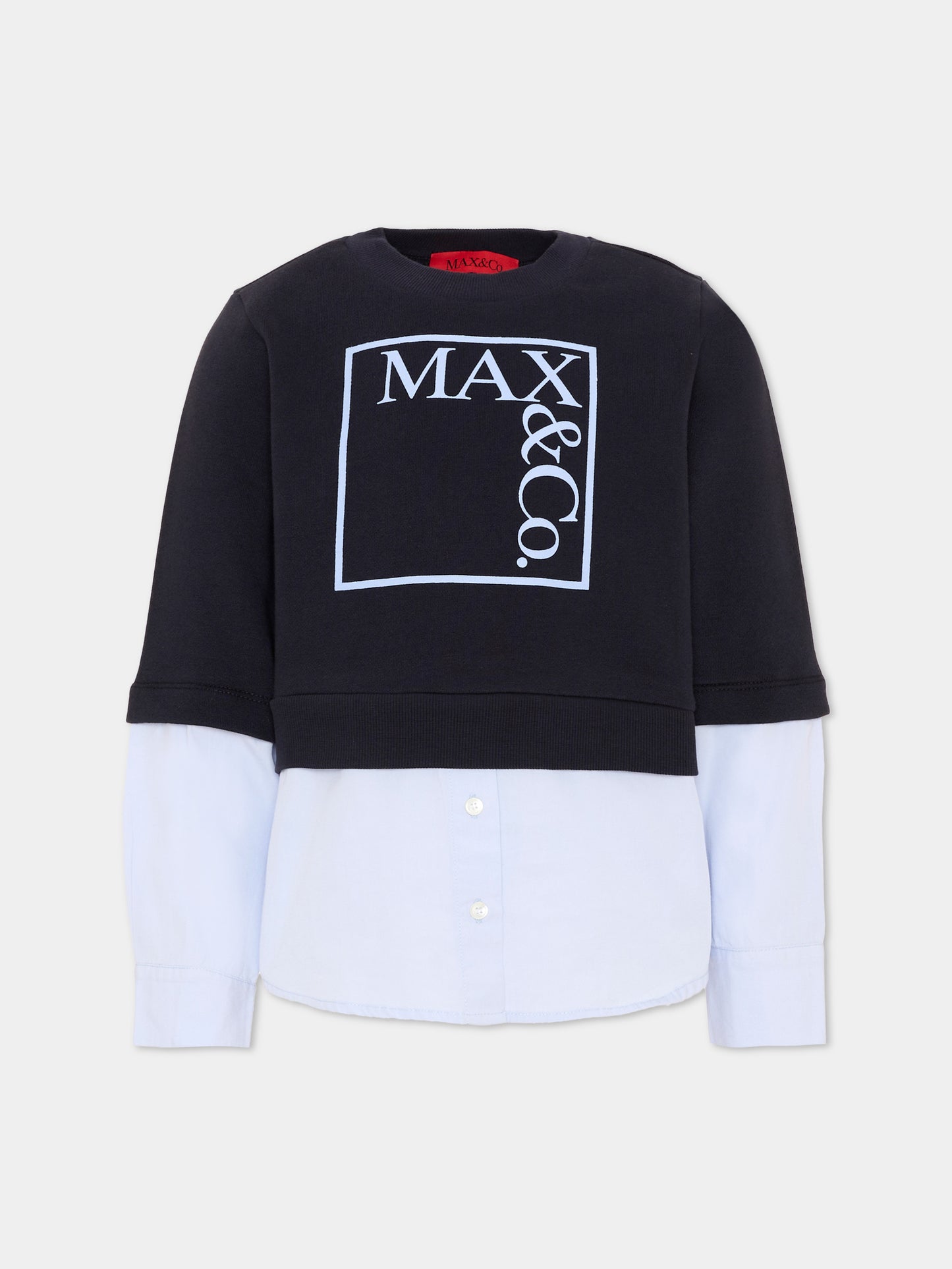 Felpa blu per bambina con logo,Max&co,MX0409 MX00Q MX854