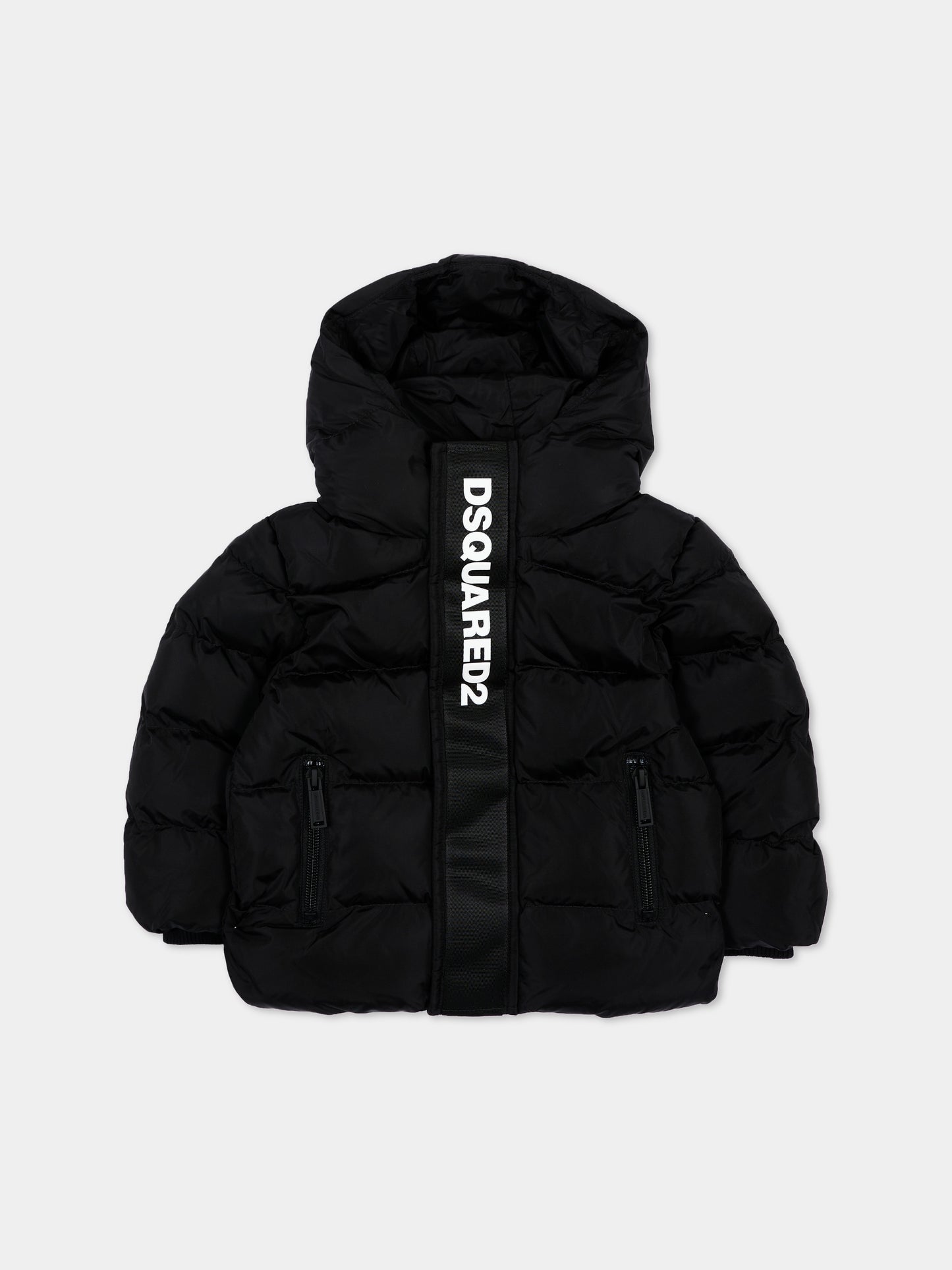 Piumino nero per neonati con logo,Dsquared2,DQ3084 D00BN DQ900
