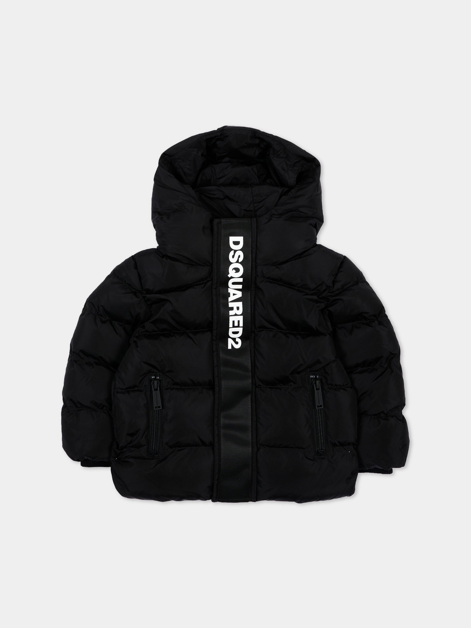 Piumino nero per neonati con logo,Dsquared2,DQ3084 D00BN DQ900