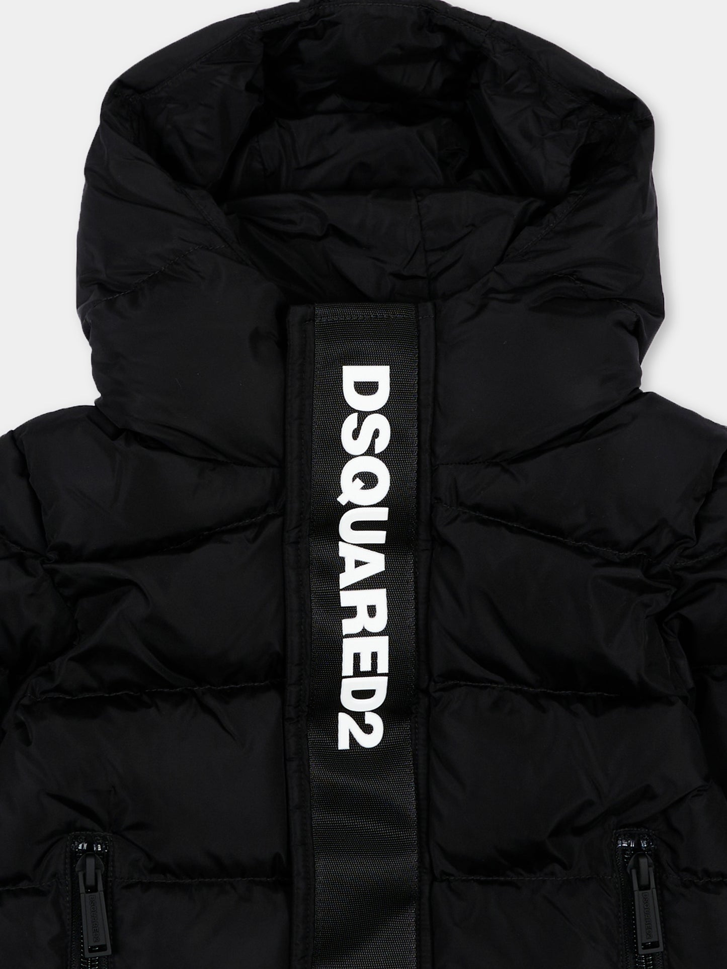 Piumino nero per neonati con logo,Dsquared2,DQ3084 D00BN DQ900