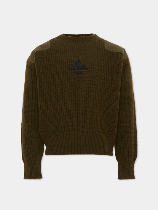Maglione verde per bambino con logo,Dsquared2,DQ3437 D0AJD DQ558