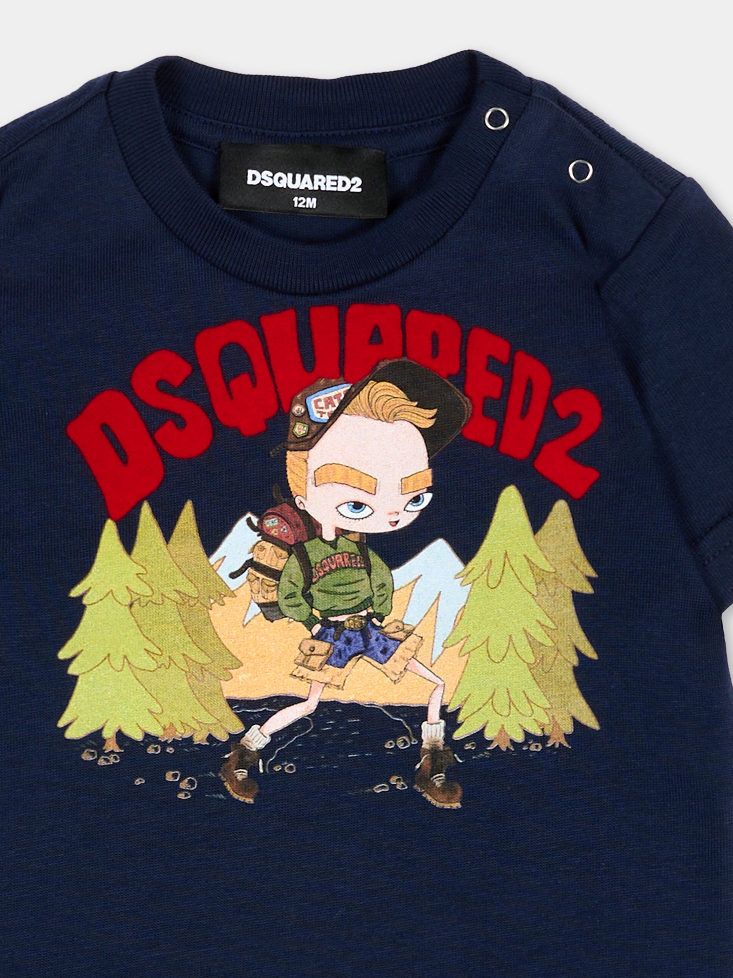 T-Shirt blu Dsquared2 per neonati con logo,Dsquared2,DQ3485 D0AJ1 DQ864