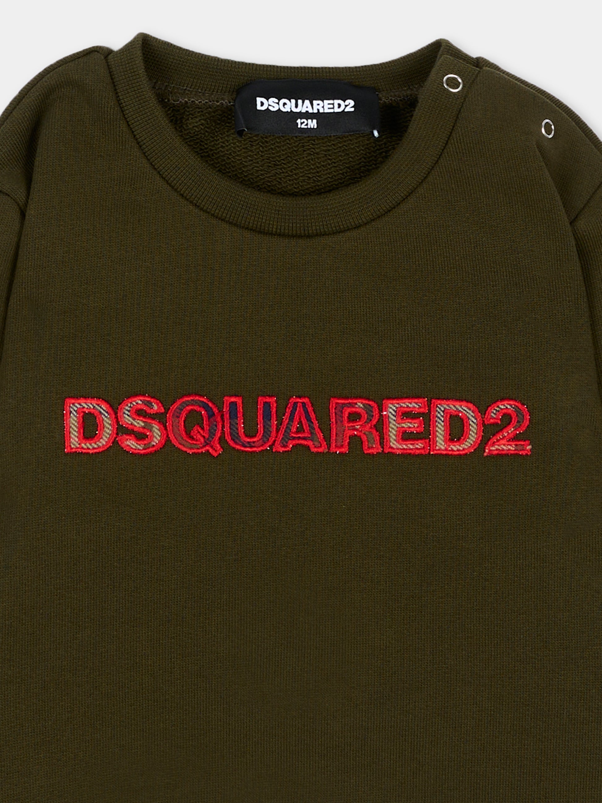Felpa verde per neonati con logo,Dsquared2,DQ3510 D0AJ2 DQ558