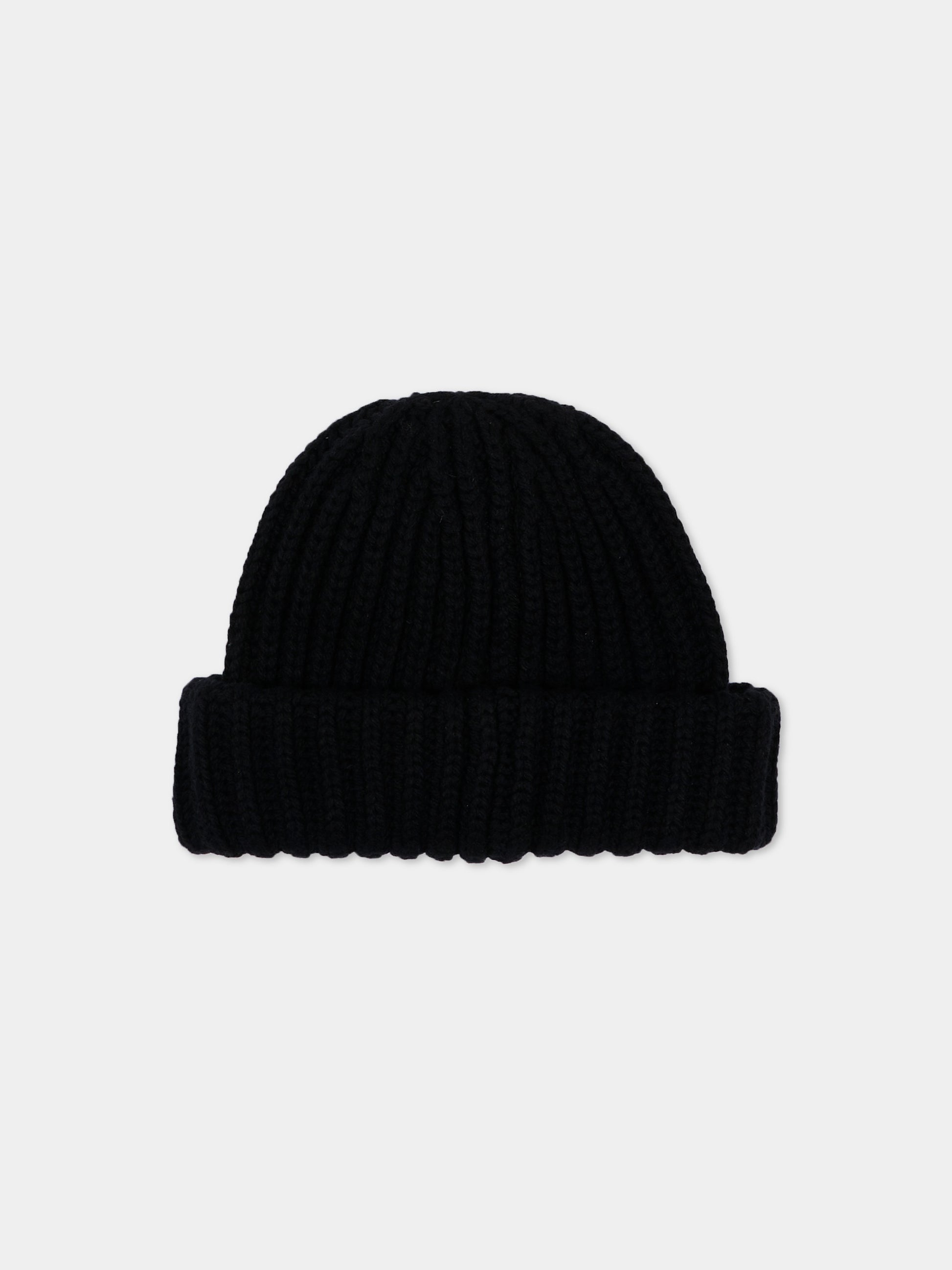 Berretto nero con logo ricamato per bambini,Dsquared2,DQ3527 D0AJQ DQ900