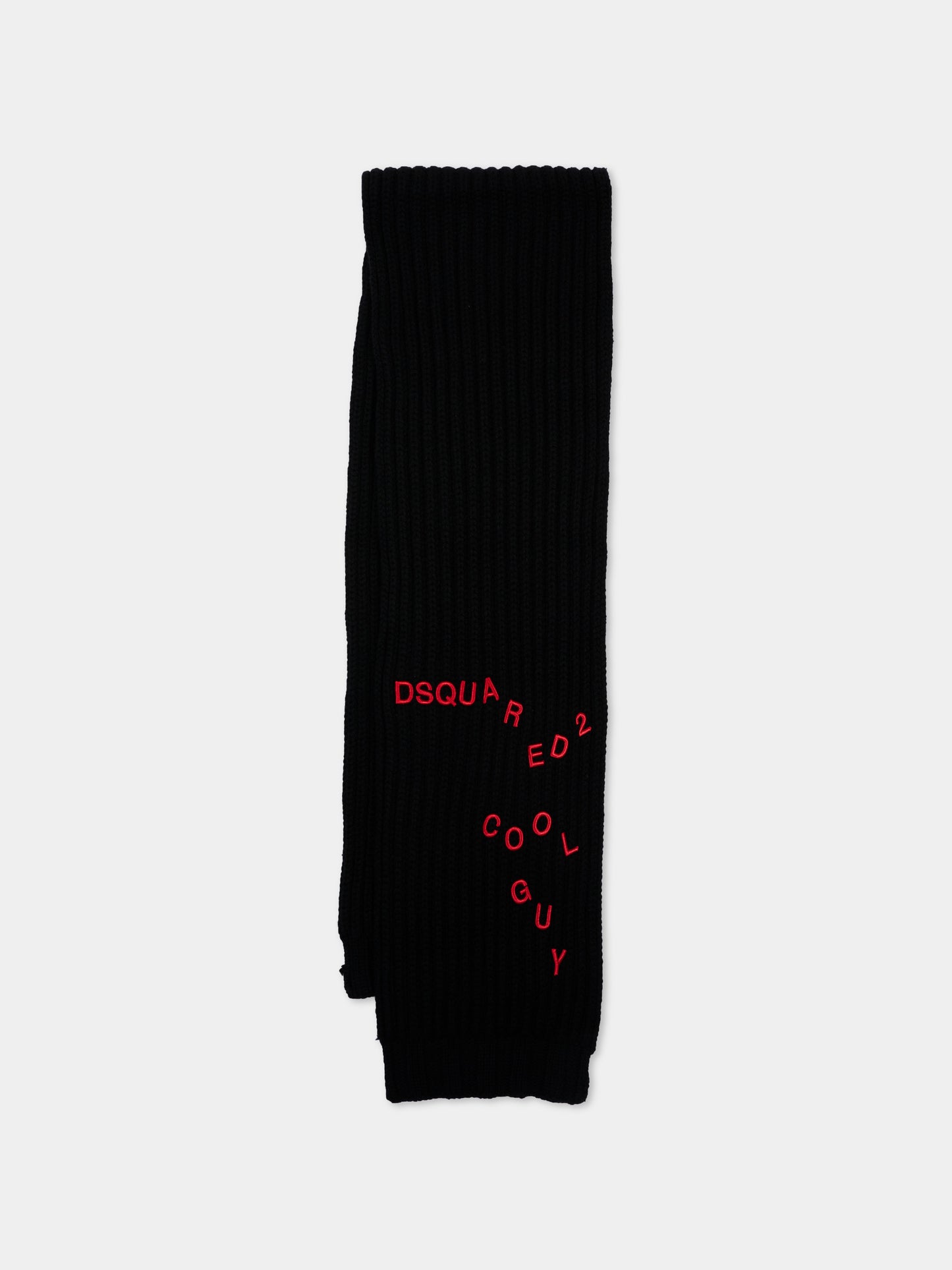 Sciarpa nera per bambini con logo,Dsquared2,DQ3587 D00WC DQ900