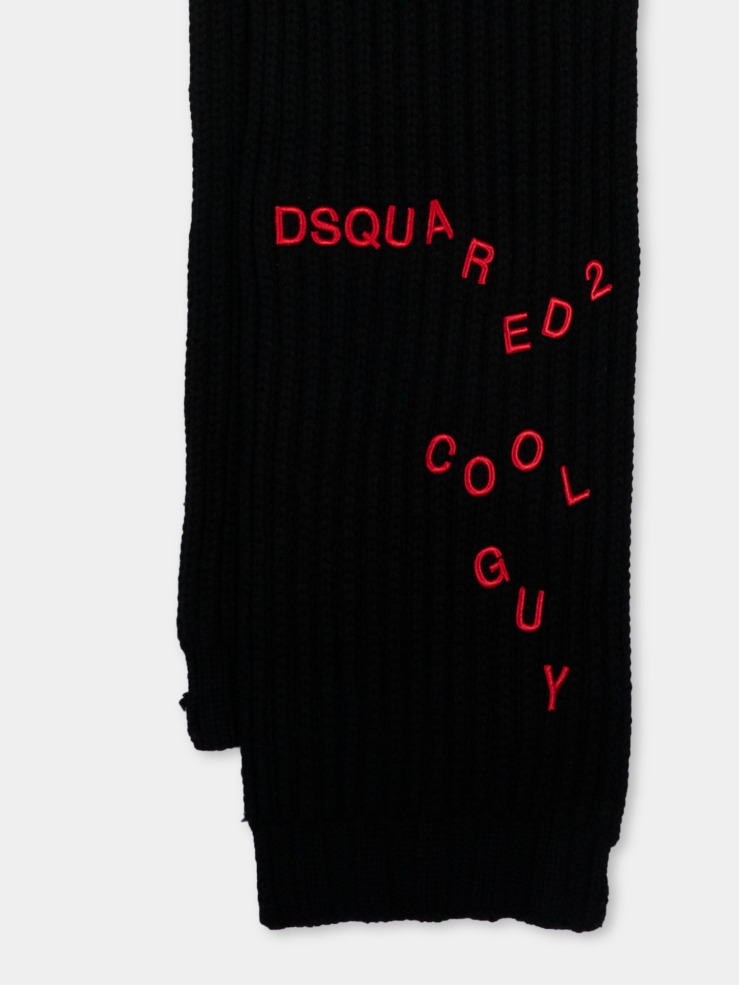 Sciarpa nera per bambini con logo,Dsquared2,DQ3587 D00WC DQ900