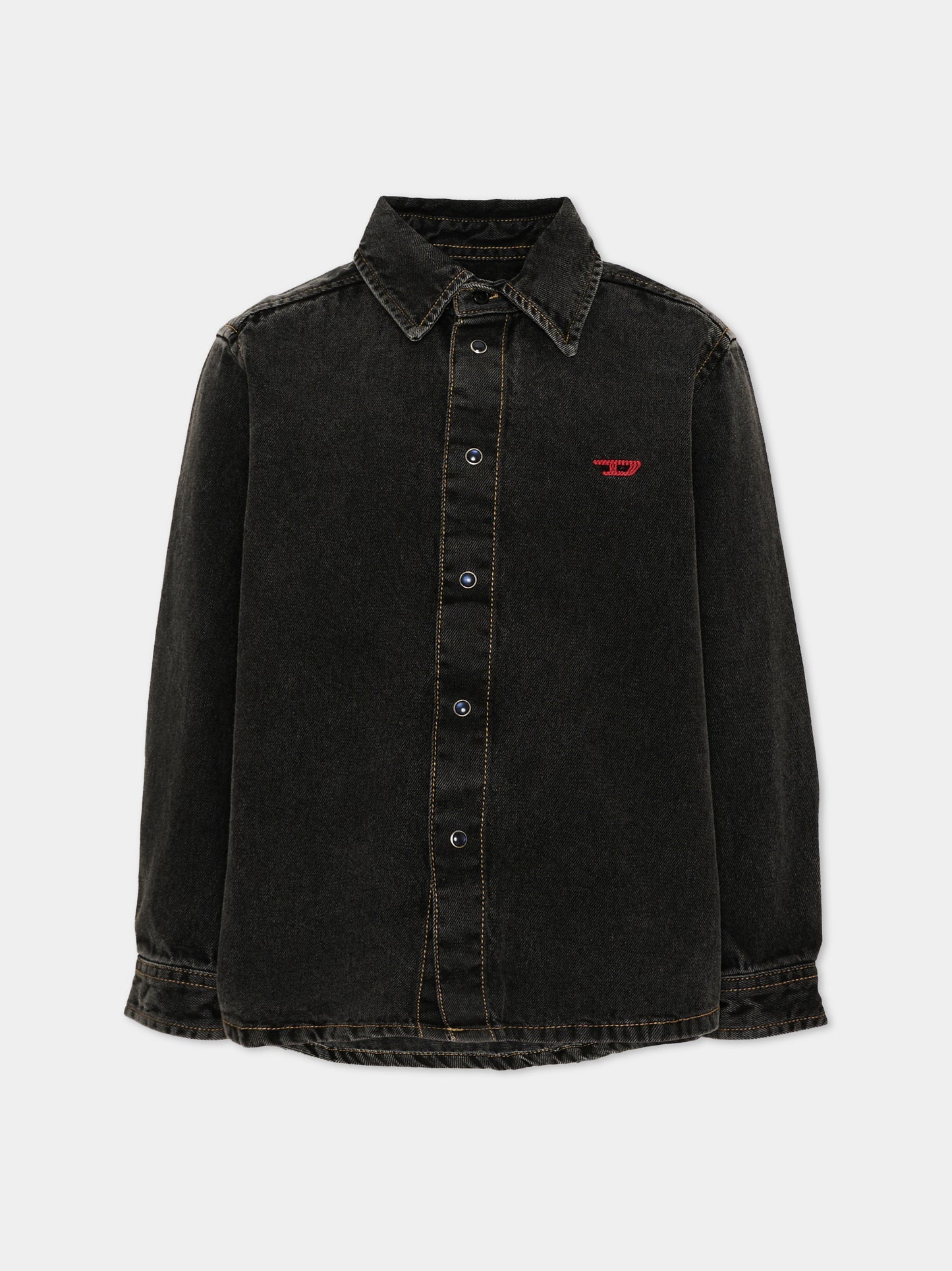 Camicia a manica lunga nera in denim per bambino,Diesel,J01330 KXBU6 K02