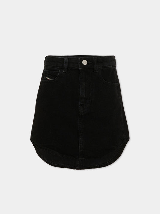 Gonna nera per bambina in denim,Diesel,J02864 KXBUA K02