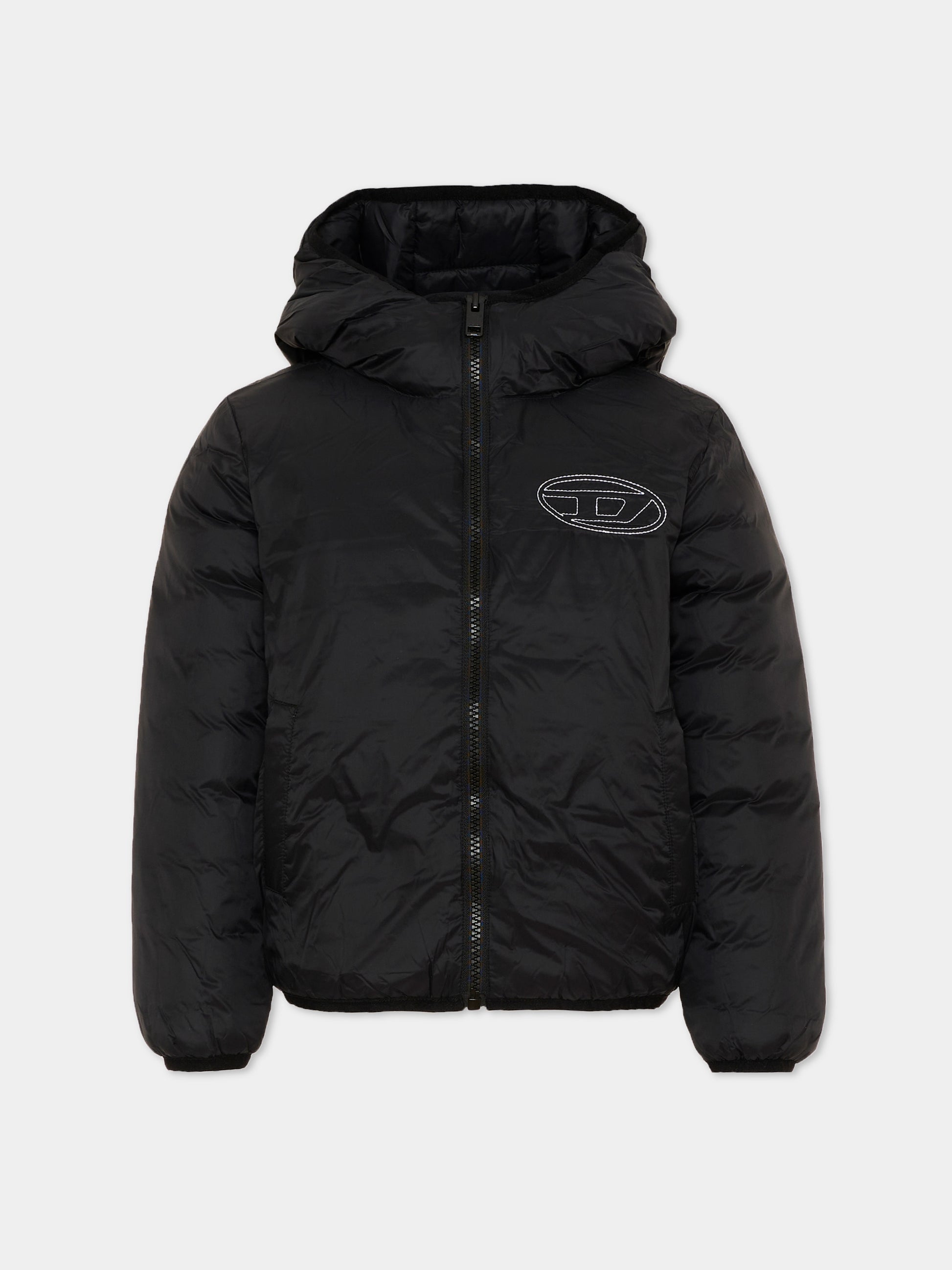 Piumino nero per bambini con logo,Diesel,J02884 KXBVE K900