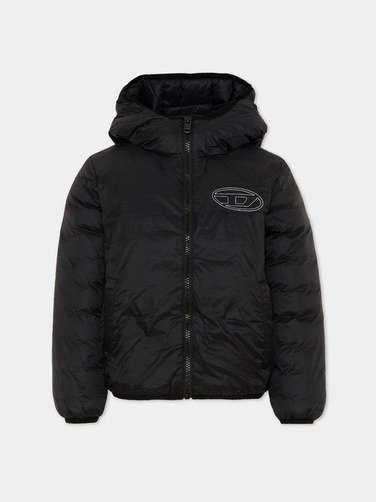 Piumino nero per bambini con logo,Diesel,J02884 KXBVE K900