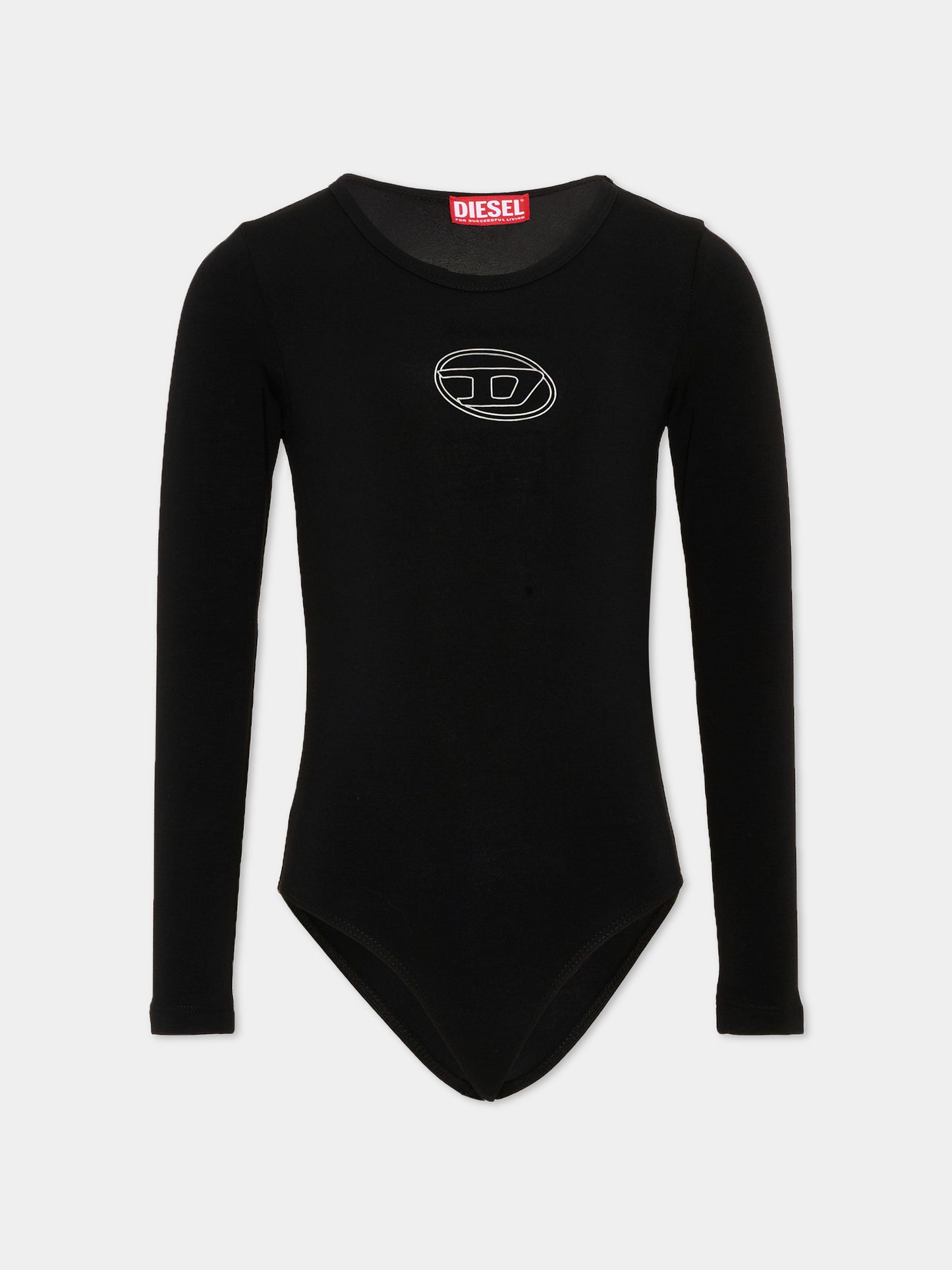 Body nero per bambina con logo,Diesel,J02929 KYA0L K900