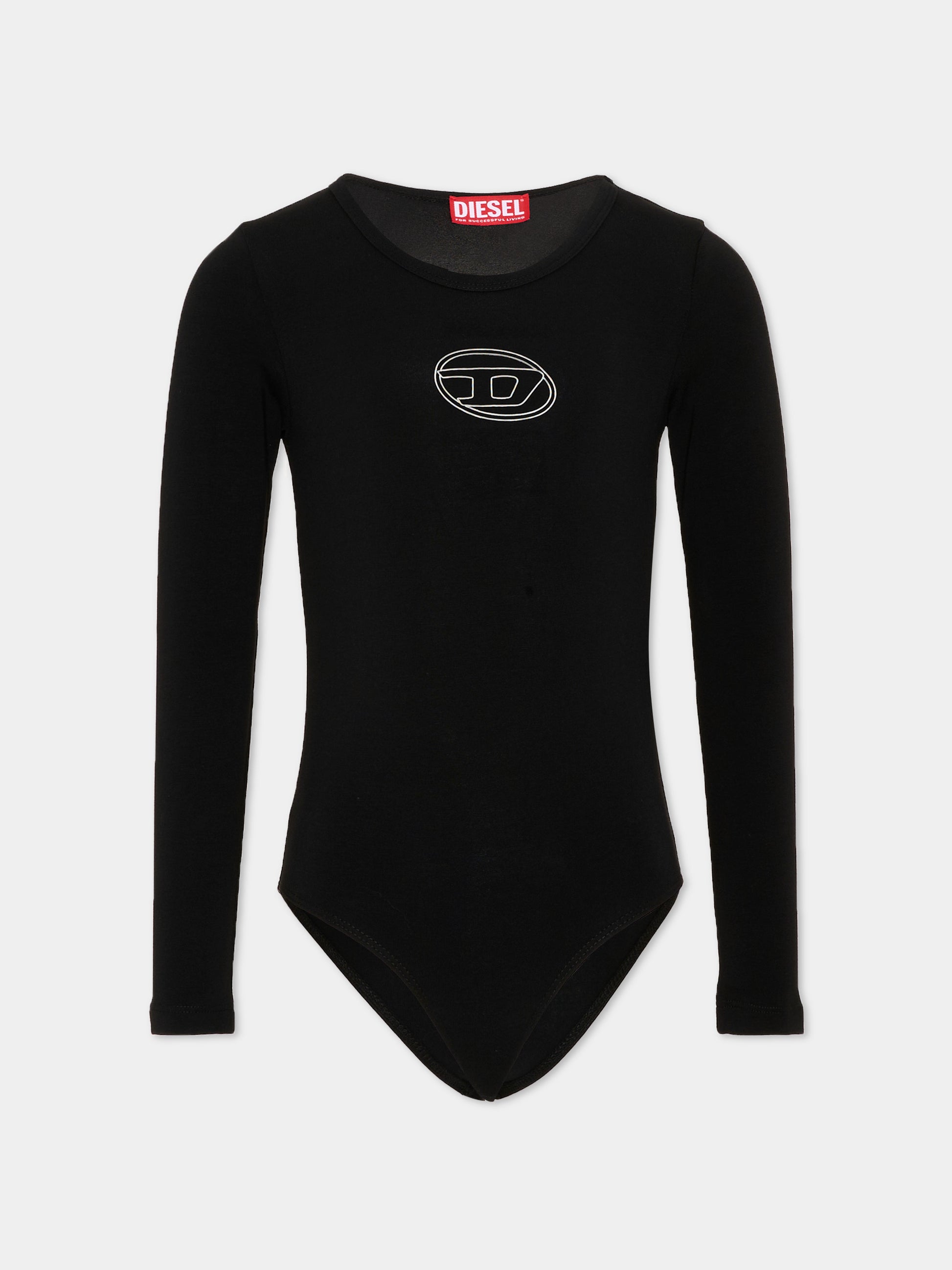 Body nero per bambina con logo,Diesel,J02929 KYA0L K900
