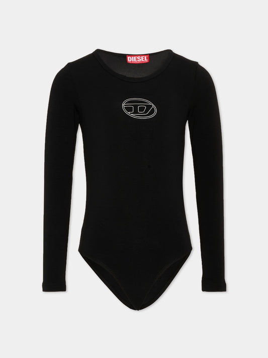 Body nero per bambina con logo,Diesel,J02929 KYA0L K900