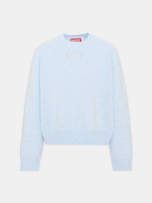 Maglione azzurro per bambina con logo,Diesel,J02931 KYAYX K80U