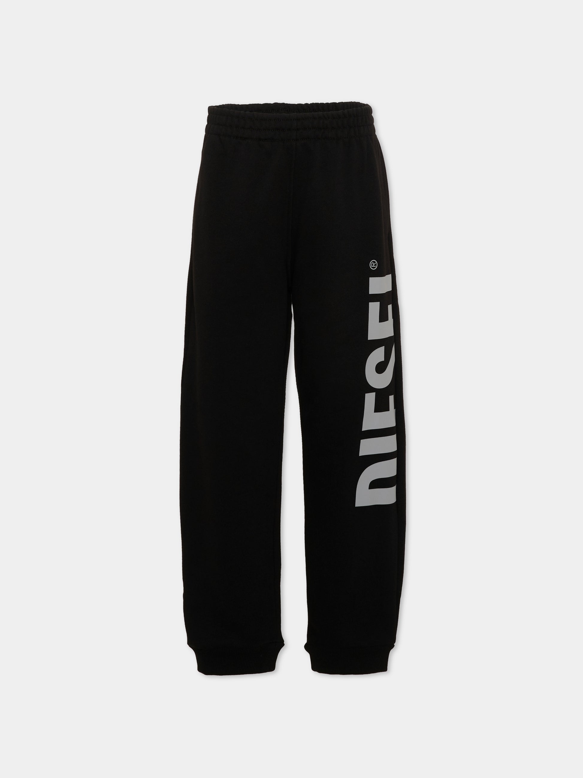 Pantalone sportivo nero per bambino con logo,Diesel,J03031 KYAZ3 K900
