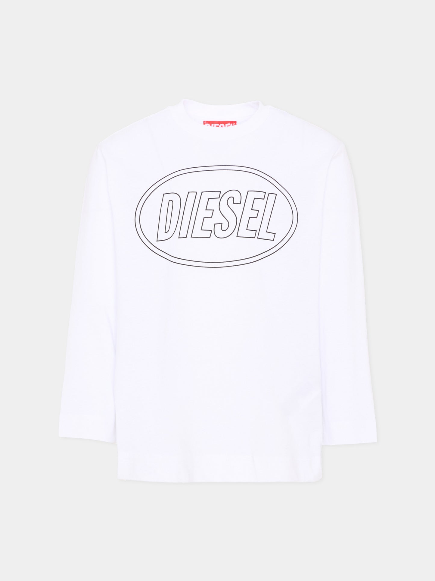 T-Shirt a manica lunga bianca per bambini con logo,Diesel,J03037 0GRAI K100