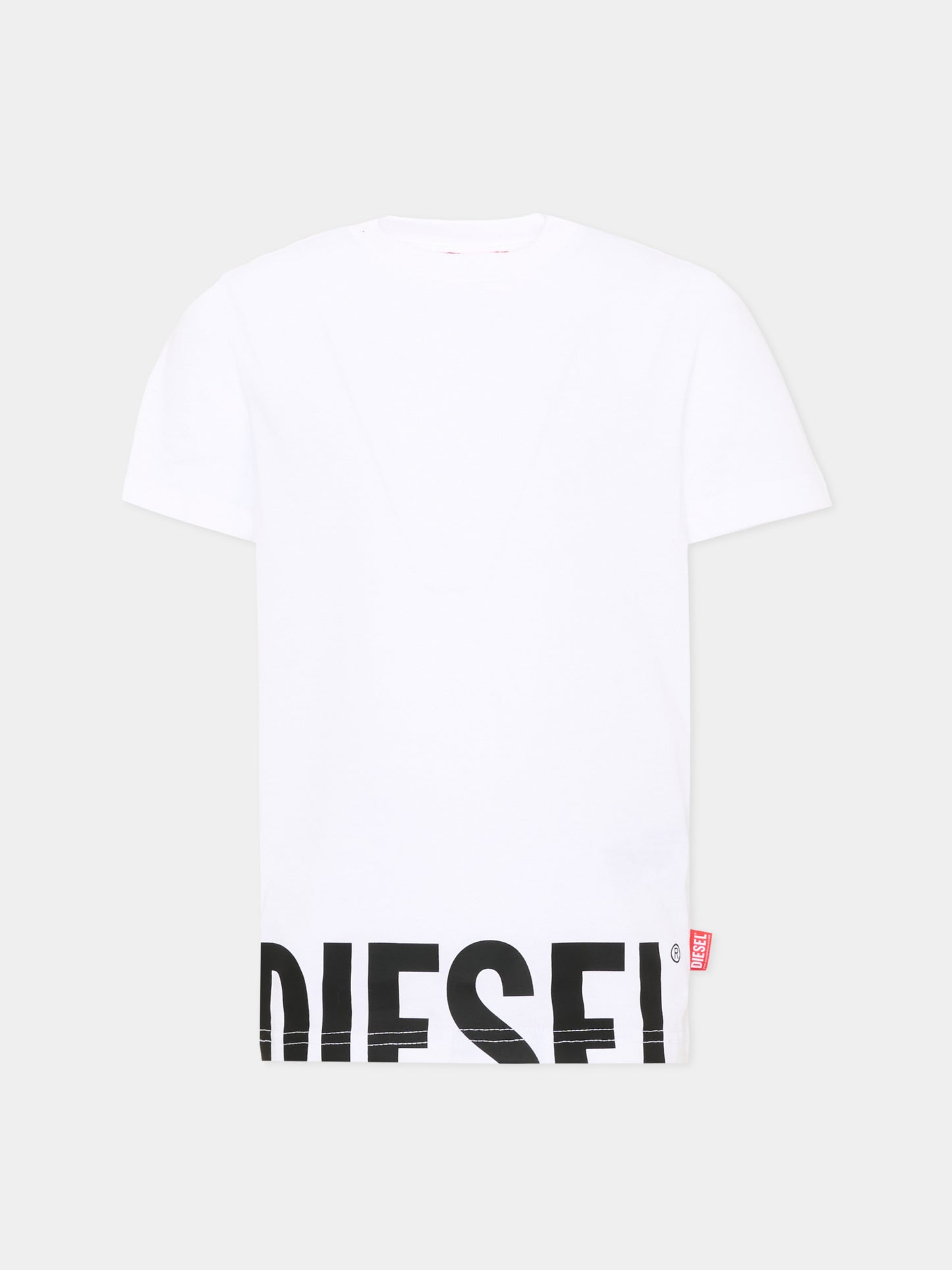 T-shirt bianca per bambino con logo,Diesel,J03040 00YI9 K100