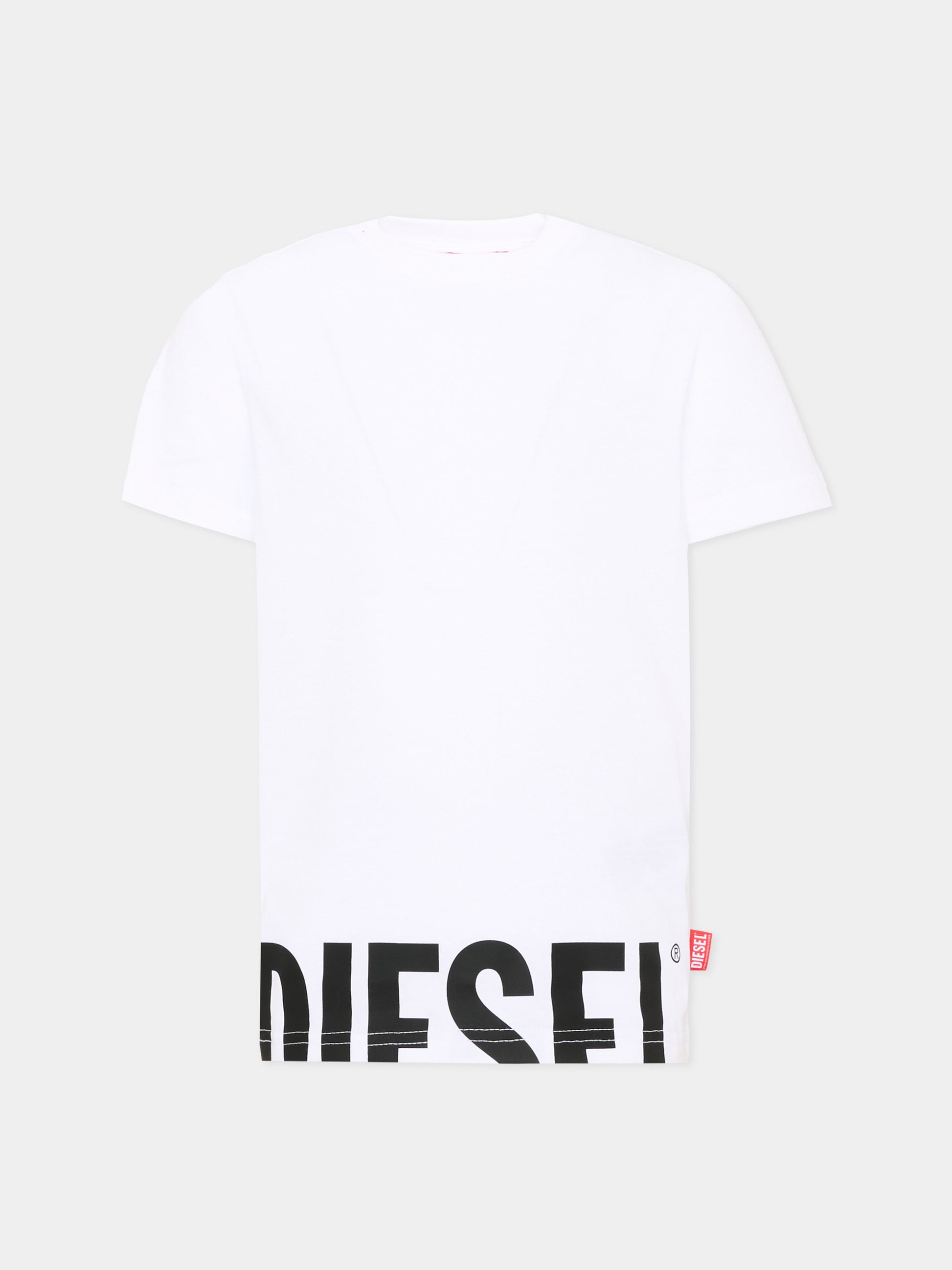 T-shirt bianca per bambino con logo,Diesel,J03040 00YI9 K100