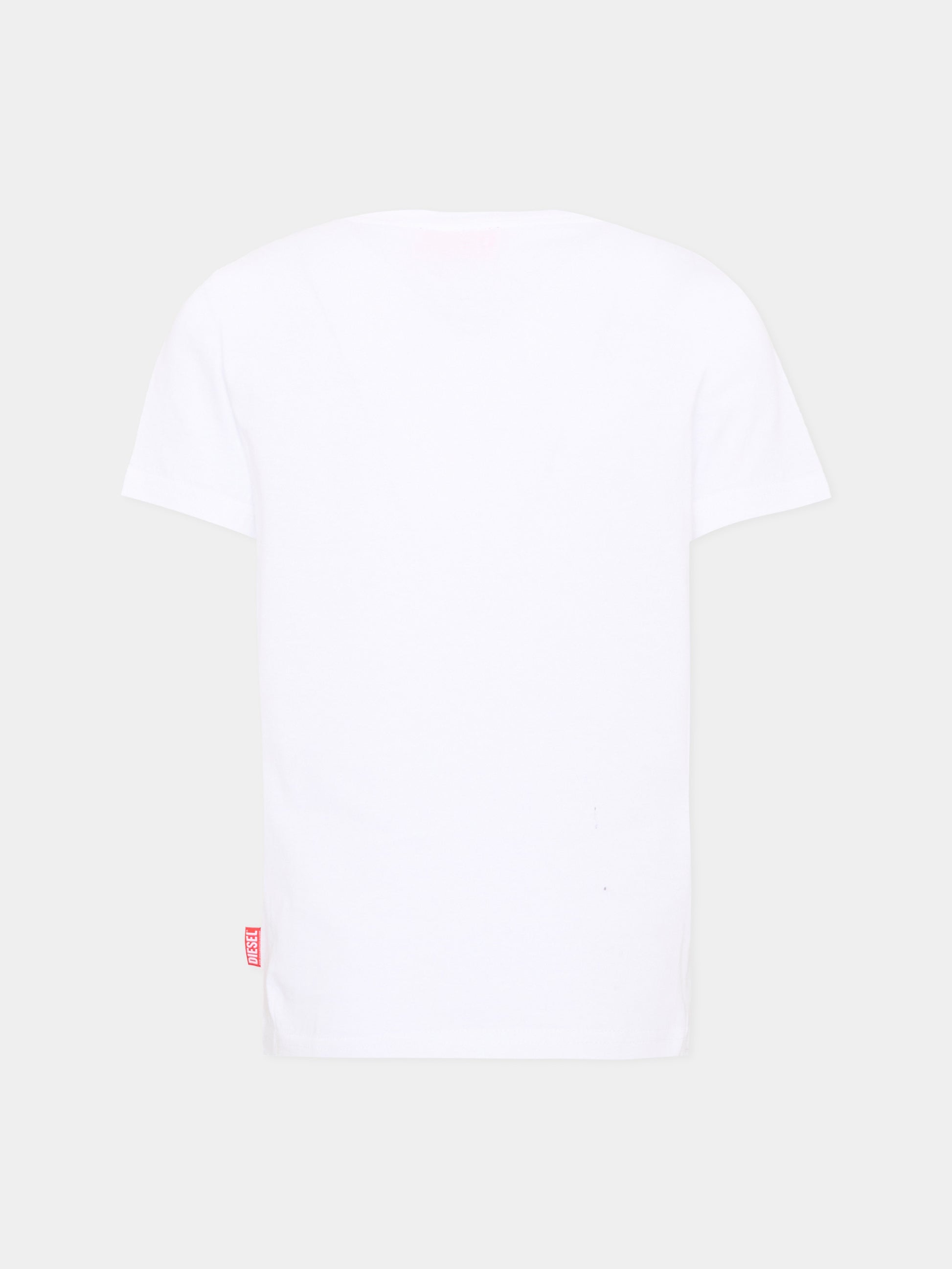 T-shirt bianca per bambino con logo,Diesel,J03040 00YI9 K100