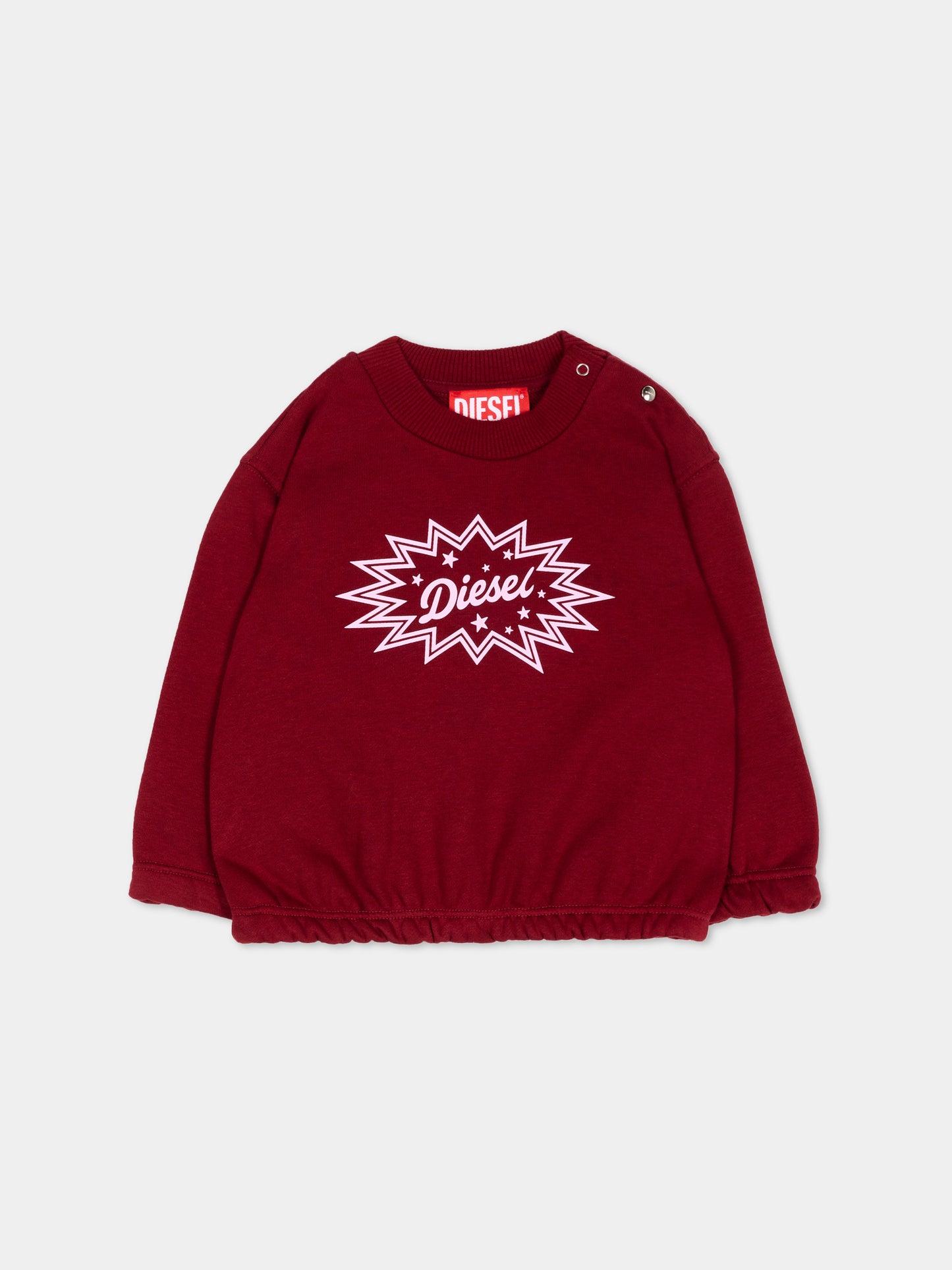 Felpa bordeaux per neonata con logo,Diesel,K00825 KYAVF K440