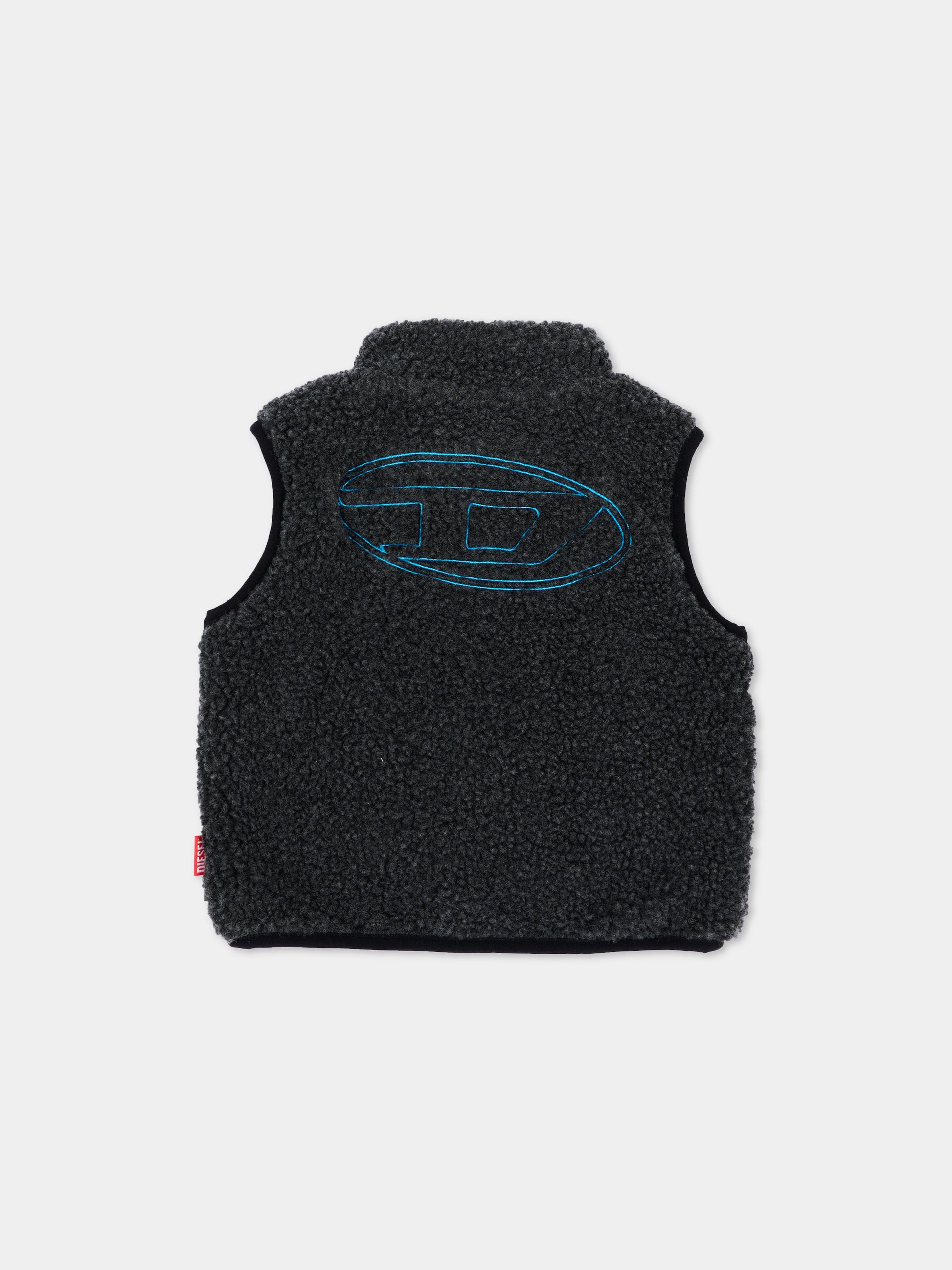 Gilet grigio per neonati con logo,Diesel,K00834 0QFAH K910A