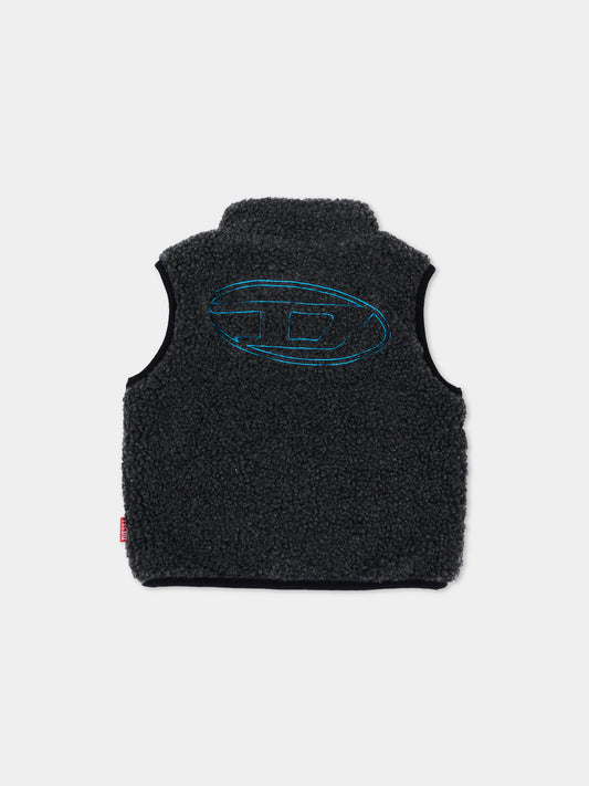 Gilet grigio per neonati con logo,Diesel,K00834 0QFAH K910A