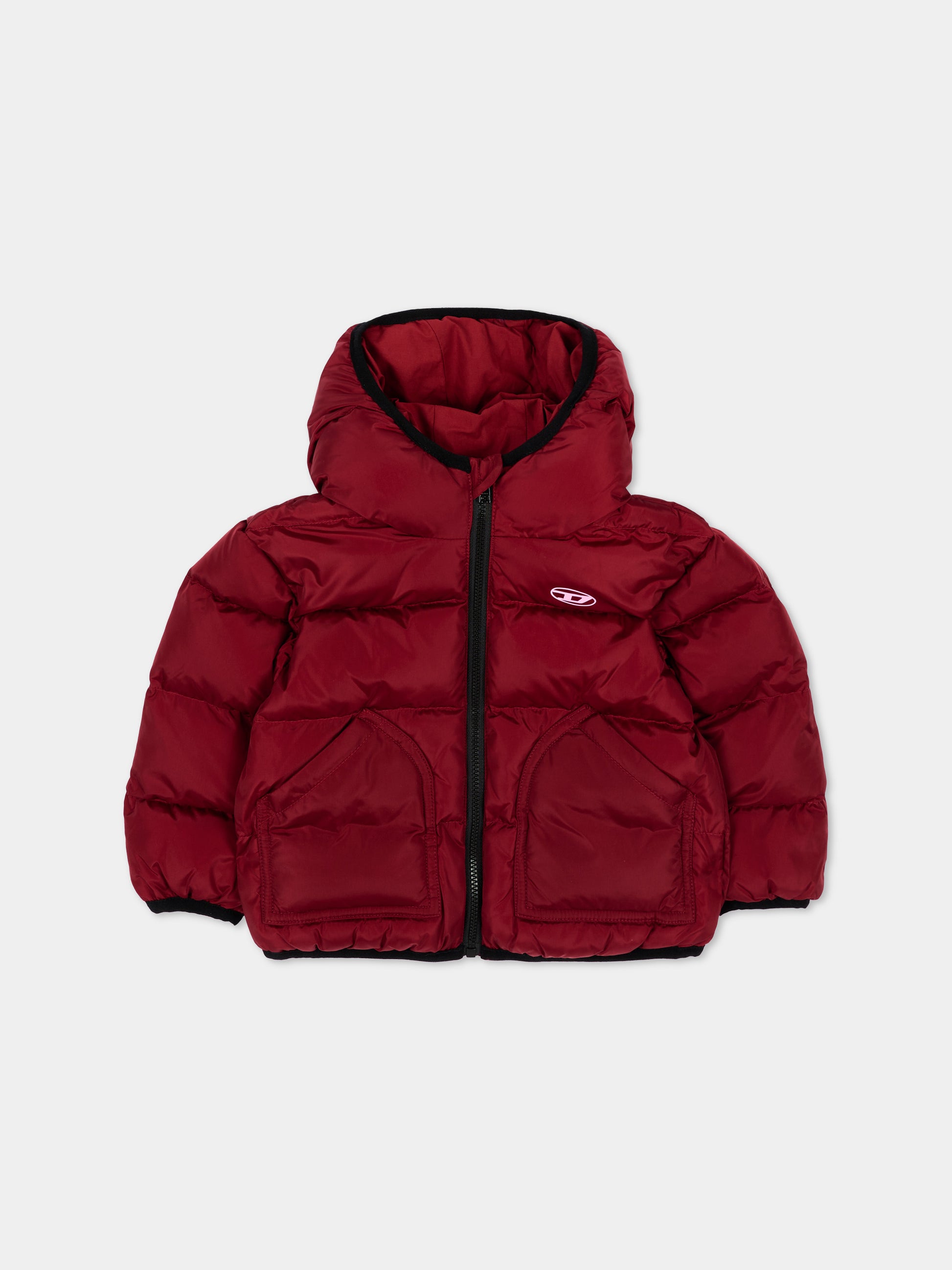 Piumino bordeaux per neonati con logo,Diesel,K00835 KXBVC K440