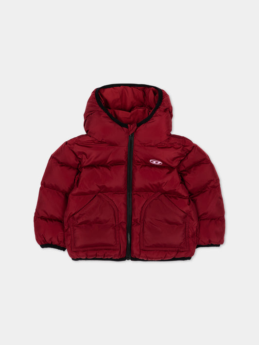 Piumino bordeaux per neonati con logo,Diesel,K00835 KXBVC K440