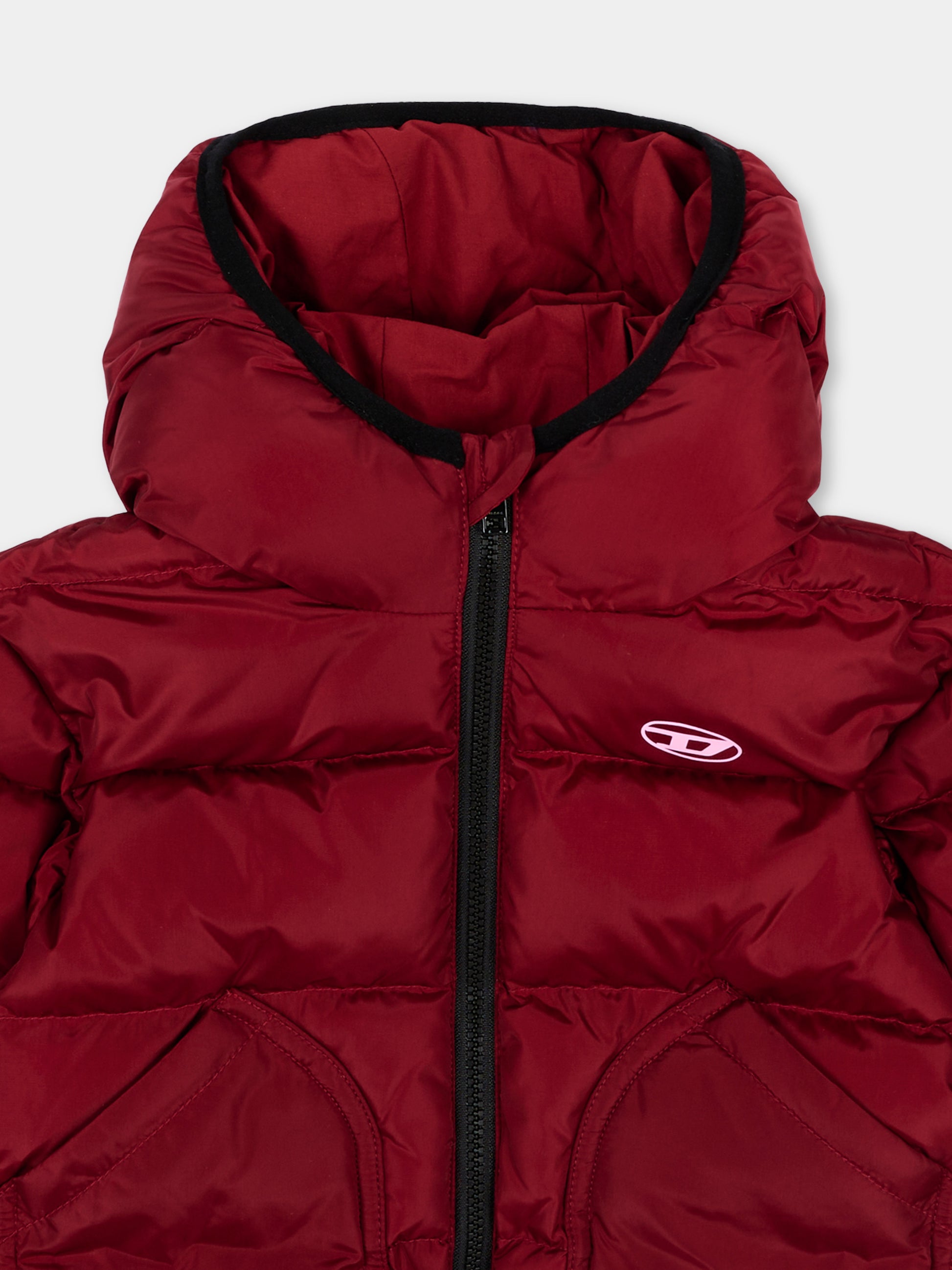 Piumino bordeaux per neonati con logo,Diesel,K00835 KXBVC K440