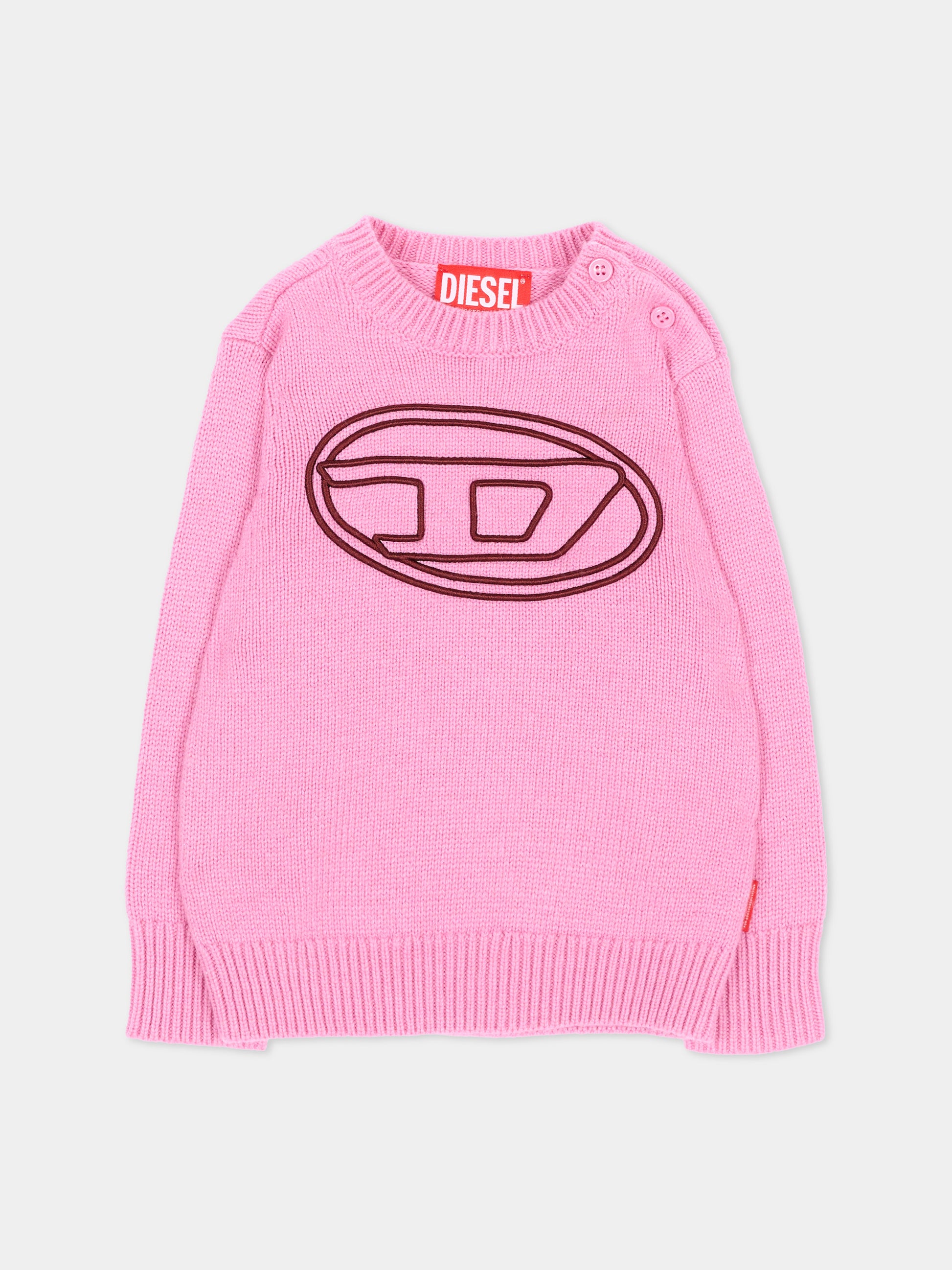 Maglione rosa per neonata con logo,Diesel,K00837 KYAYX K39G