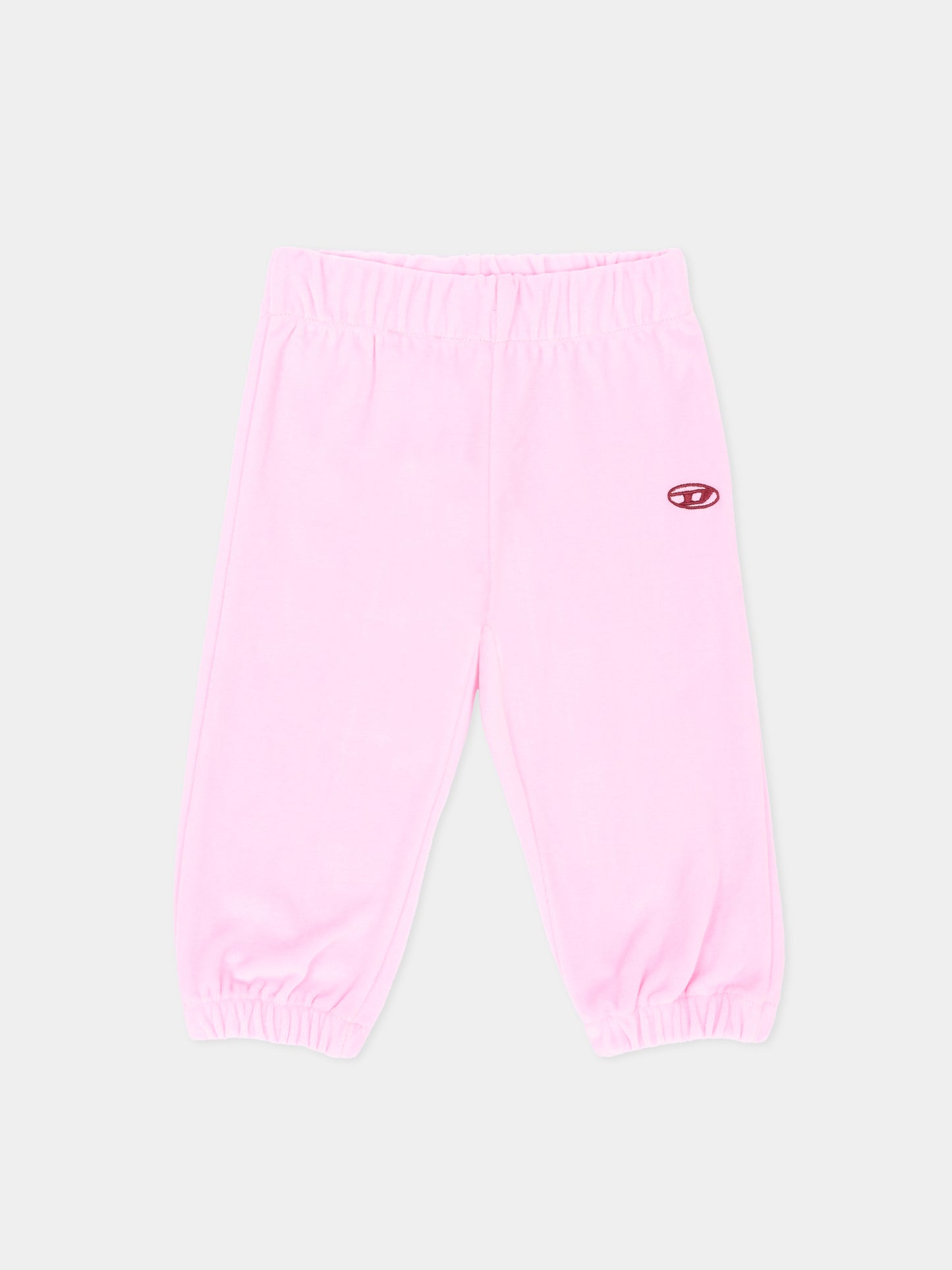 Pantalone rosa per neonata in ciniglia con logo,Diesel,K00841 KYA2S K39G