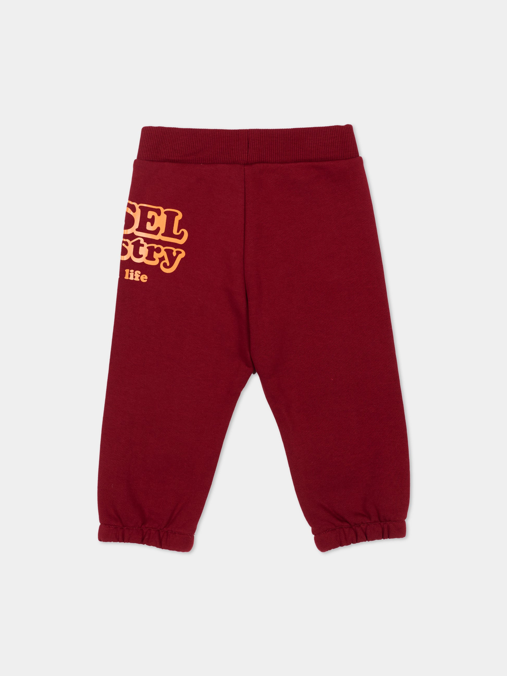 Pantaloni sportivi bordeaux per neonati con logo,Diesel,K00843 KYAVF K440