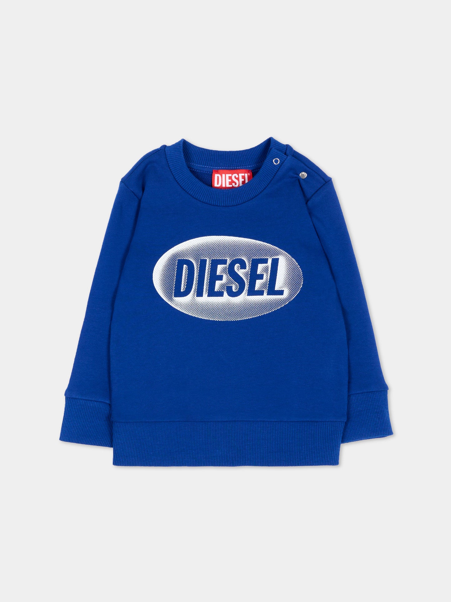 Felpa blu per neonati con logo,Diesel,K00848 KYAVF K89G