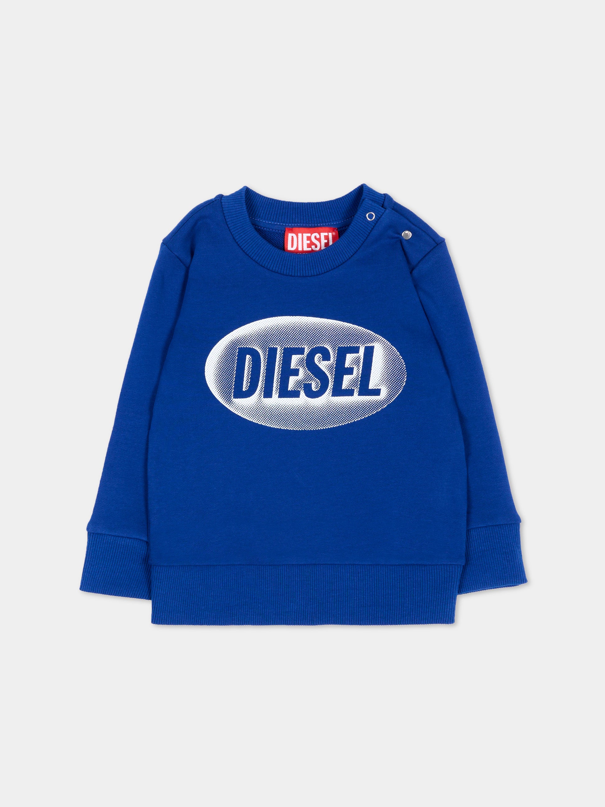 Felpa blu per neonati con logo,Diesel,K00848 KYAVF K89G