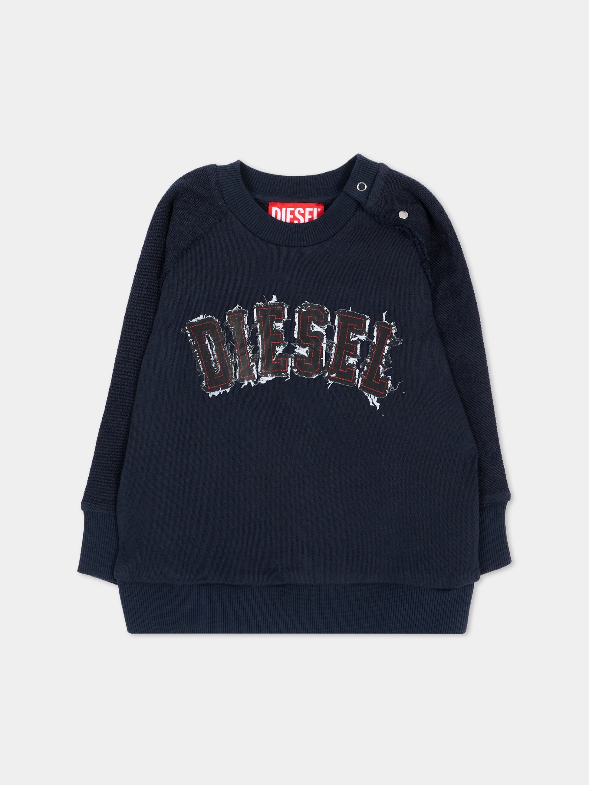 Felpa blu per neonato con logo,Diesel,K00849 KYA2W K8AT